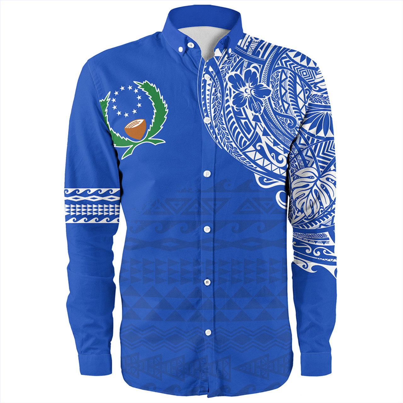 Pohnpei State Long Sleeve Shirt Polynesian Flag With Coat Of Arms