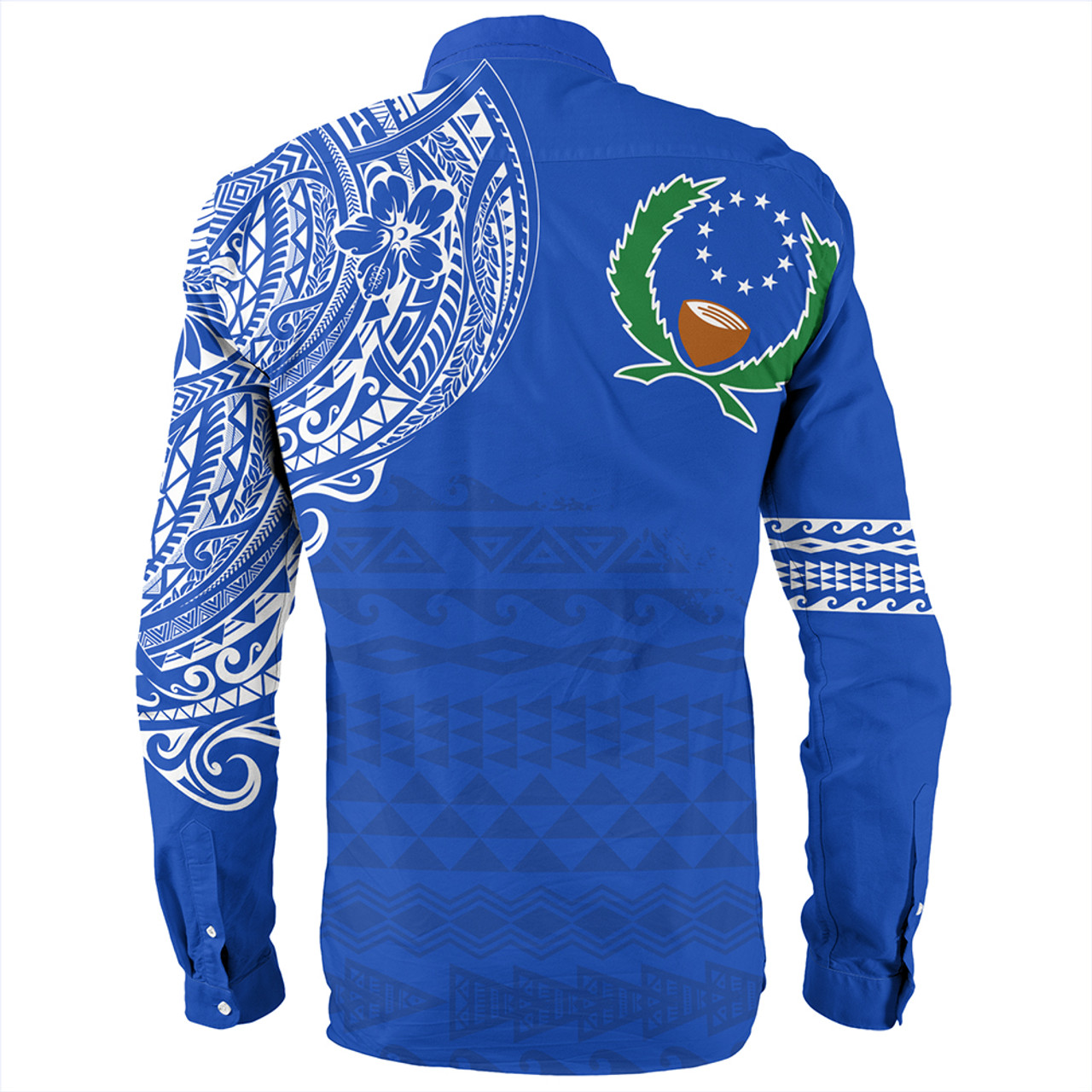 Pohnpei State Long Sleeve Shirt Polynesian Flag With Coat Of Arms