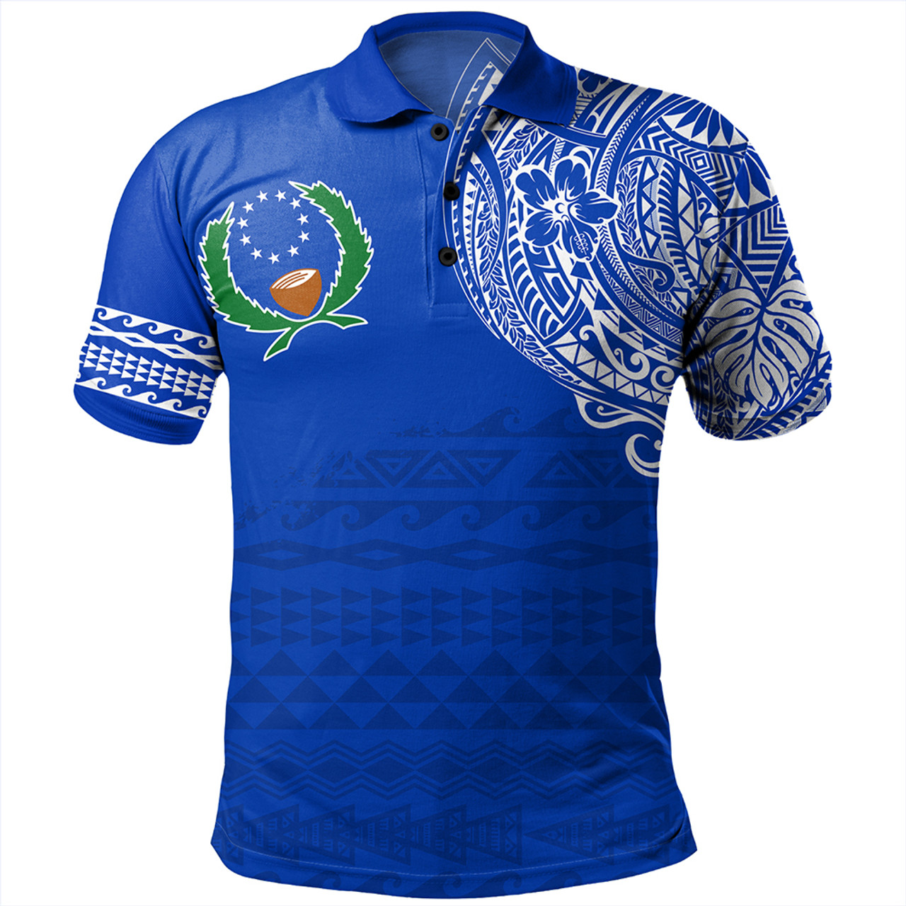 Pohnpei State Polo Shirt Polynesian Flag With Coat Of Arms