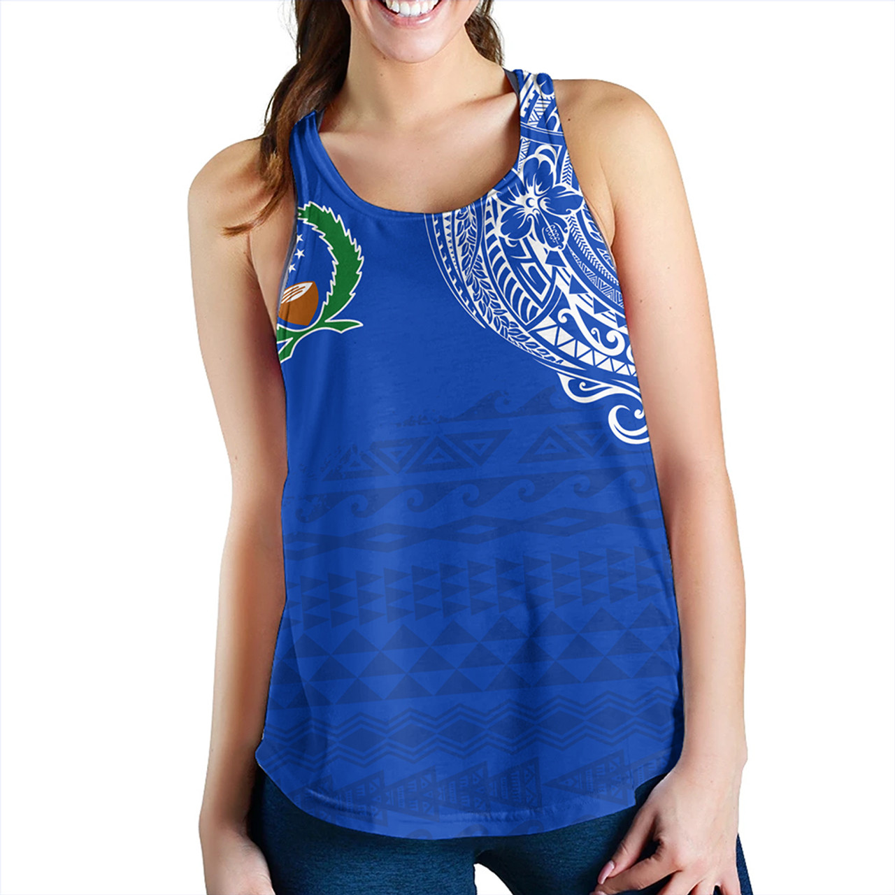 Pohnpei State Women Tank Polynesian Flag With Coat Of Arms