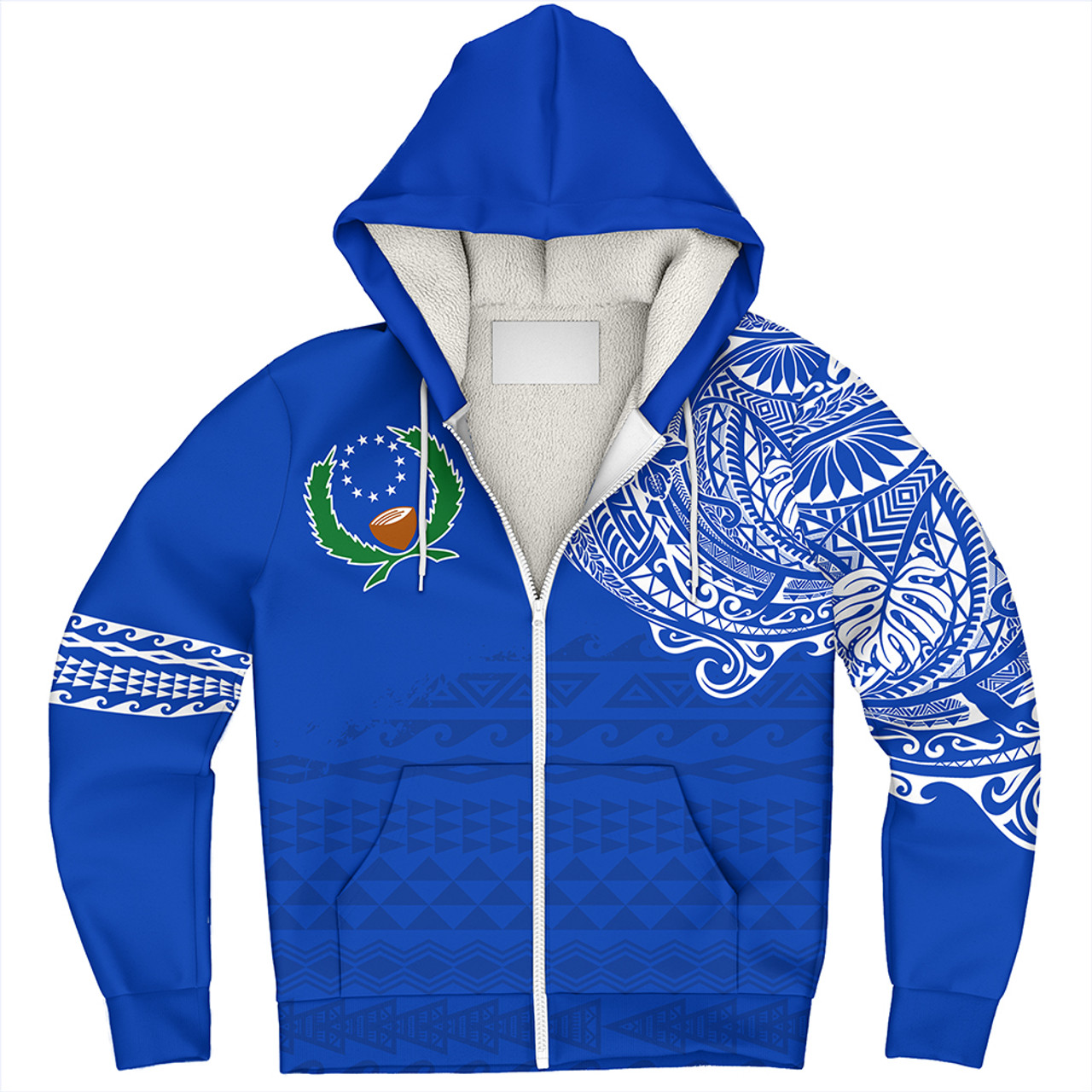 Pohnpei State Sherpa Hoodie Polynesian Flag With Coat Of Arms