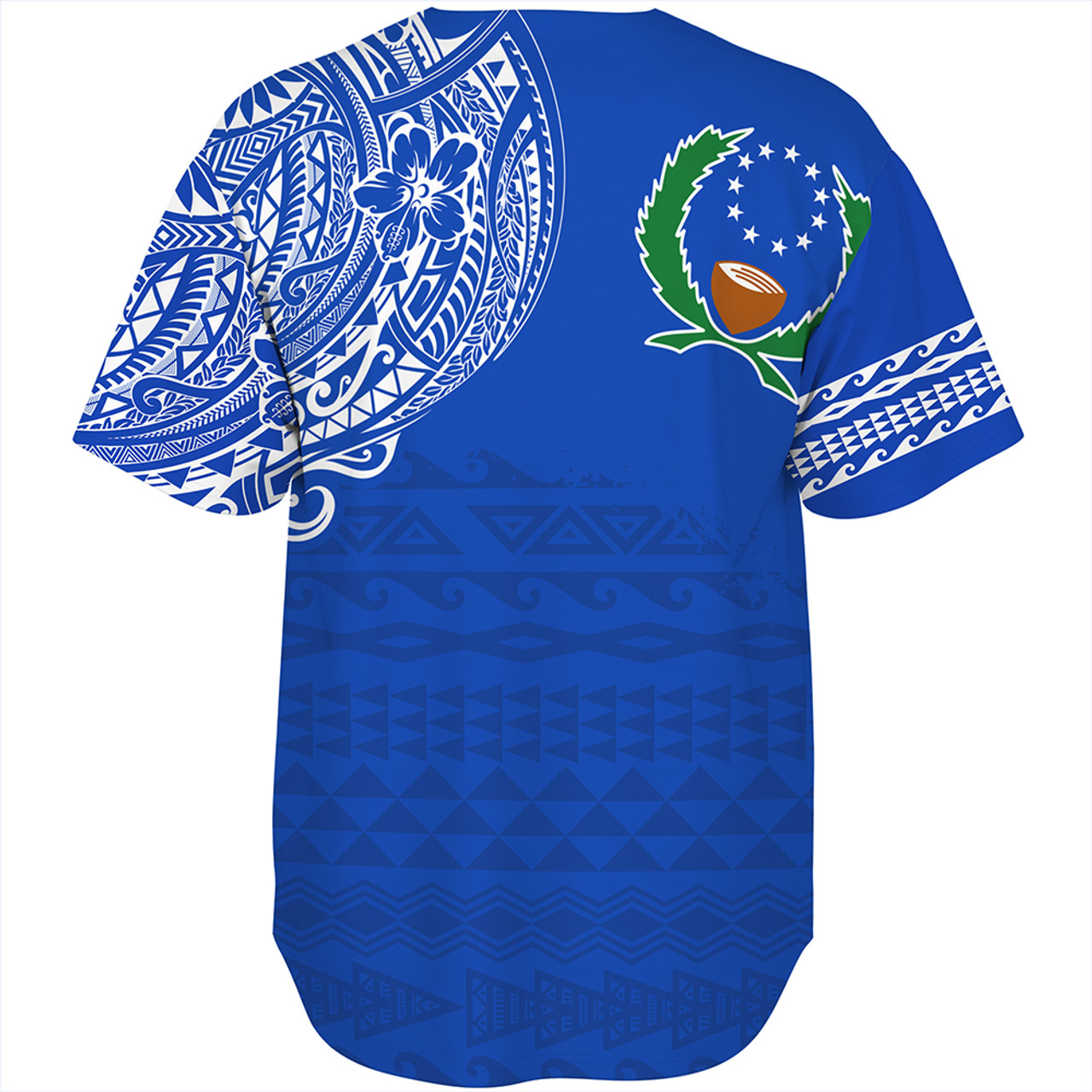 Pohnpei State Baseball Shirt Polynesian Flag With Coat Of Arms