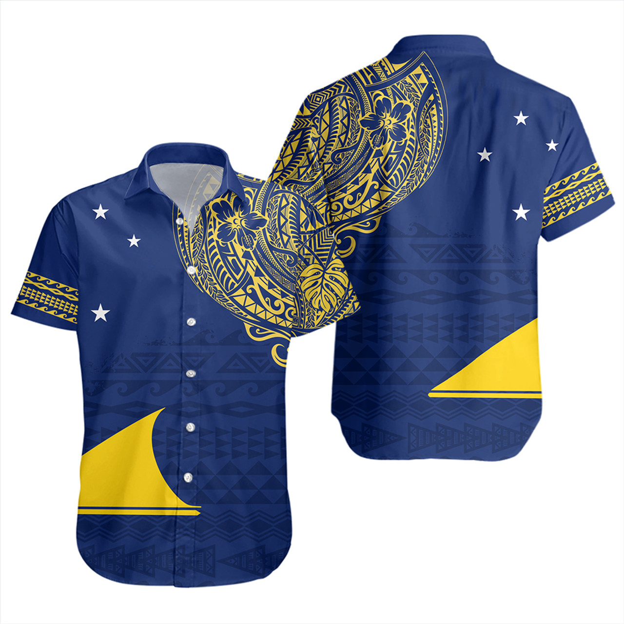 Tokelau Short Sleeve Shirt Polynesian Flag With Coat Of Arms