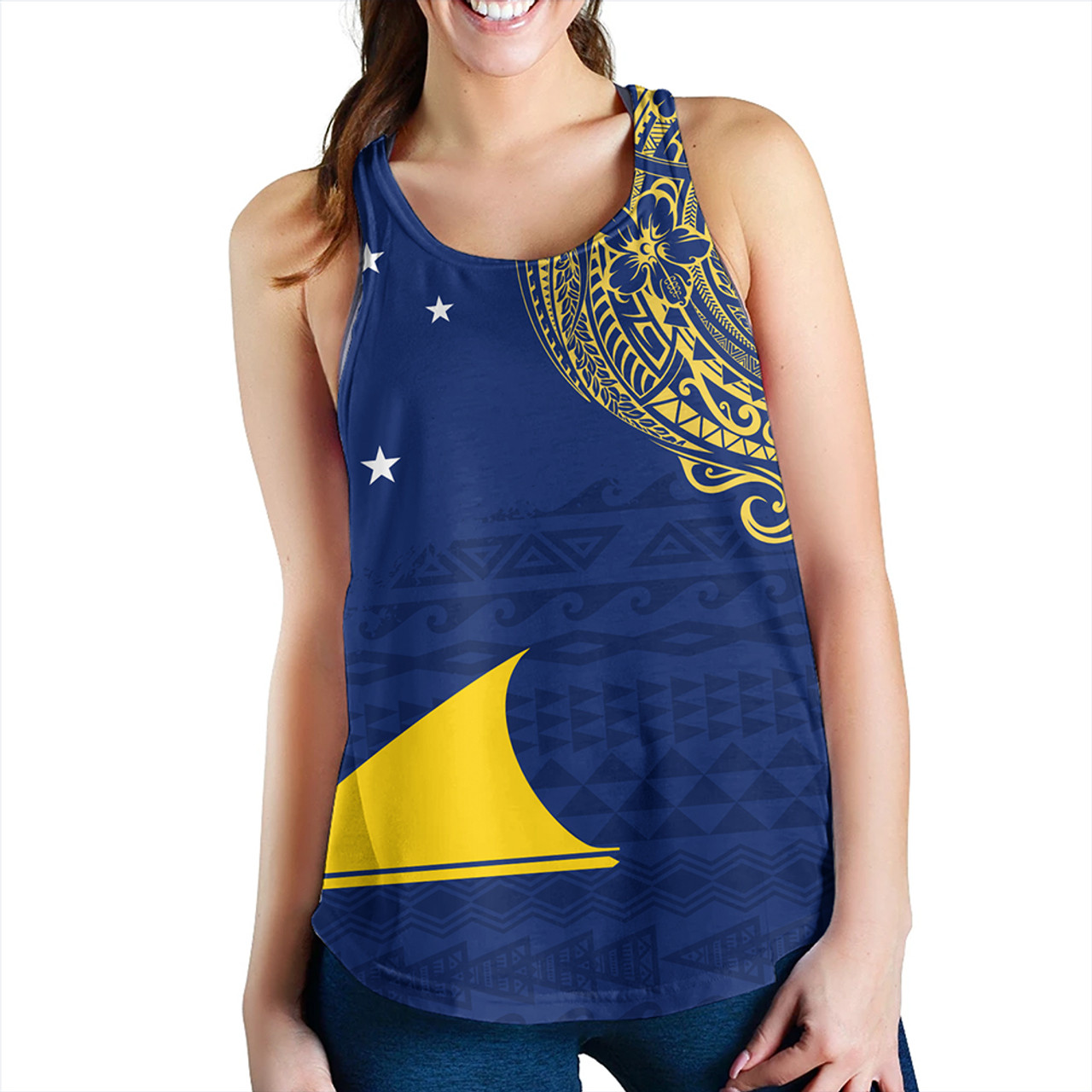 Tokelau Women Tank Polynesian Flag With Coat Of Arms