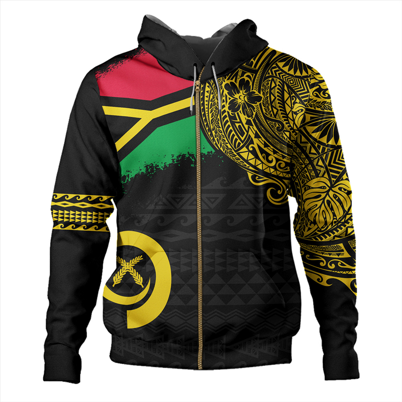 Vanuatu Hoodie Polynesian Flag With Coat Of Arms