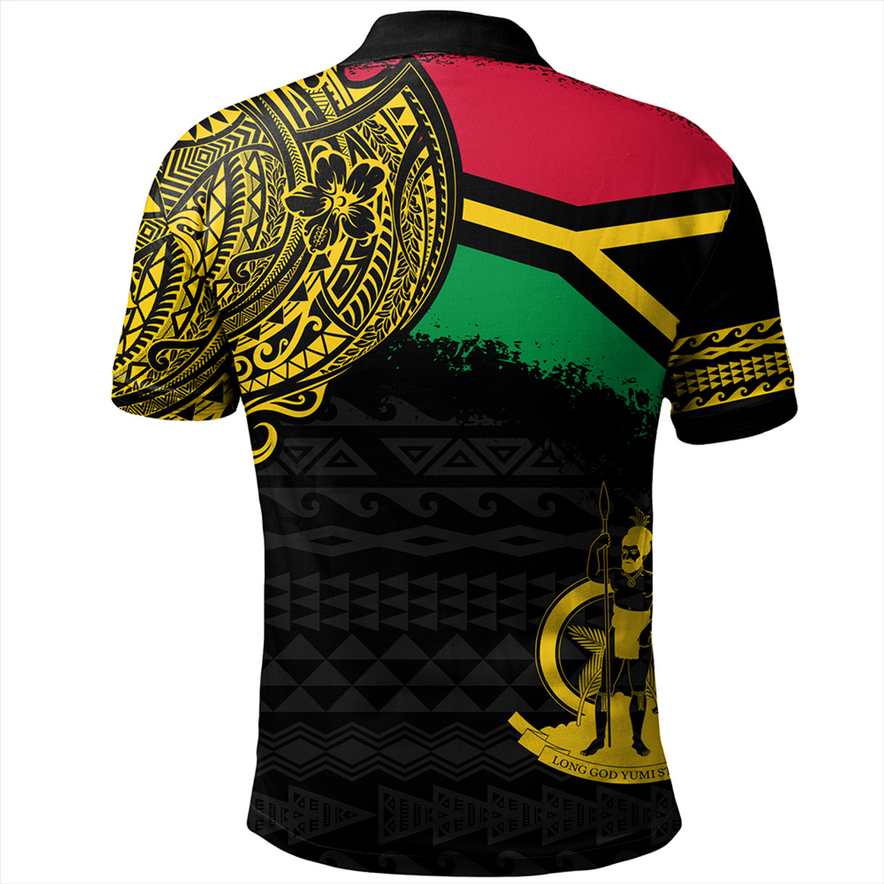 Vanuatu Polo Shirt Polynesian Flag With Coat Of Arms