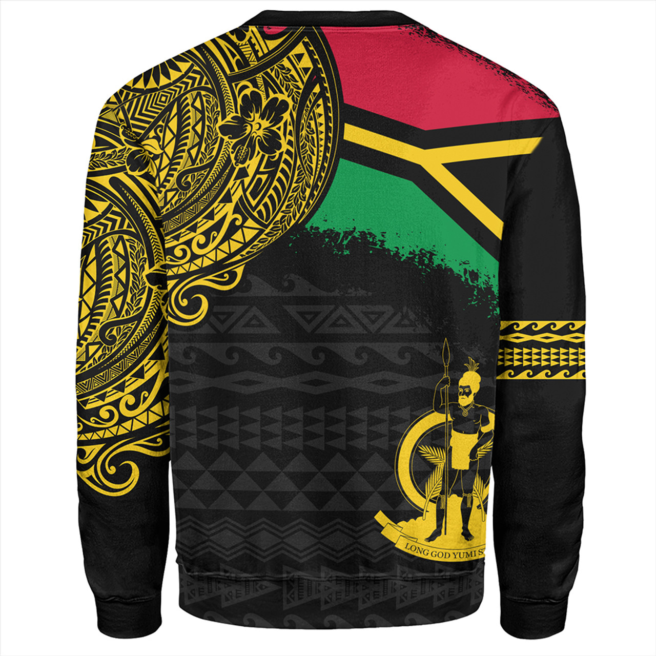 Vanuatu Sweatshirt Polynesian Flag With Coat Of Arms