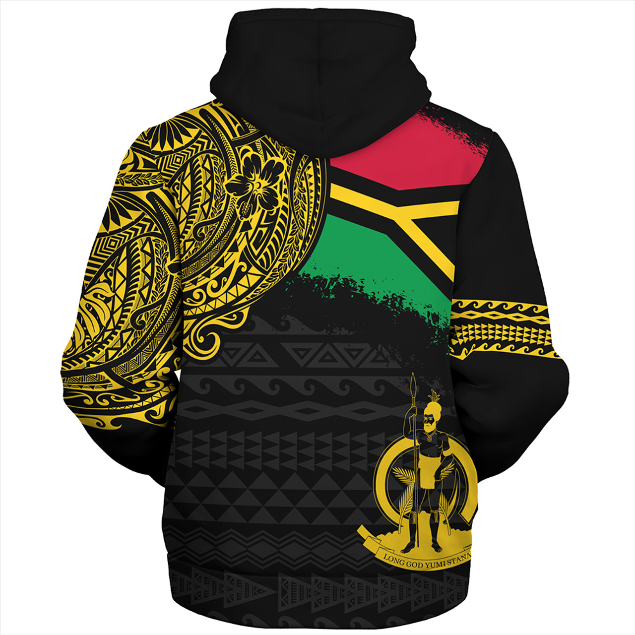 Vanuatu Sherpa Hoodie Polynesian Flag With Coat Of Arms