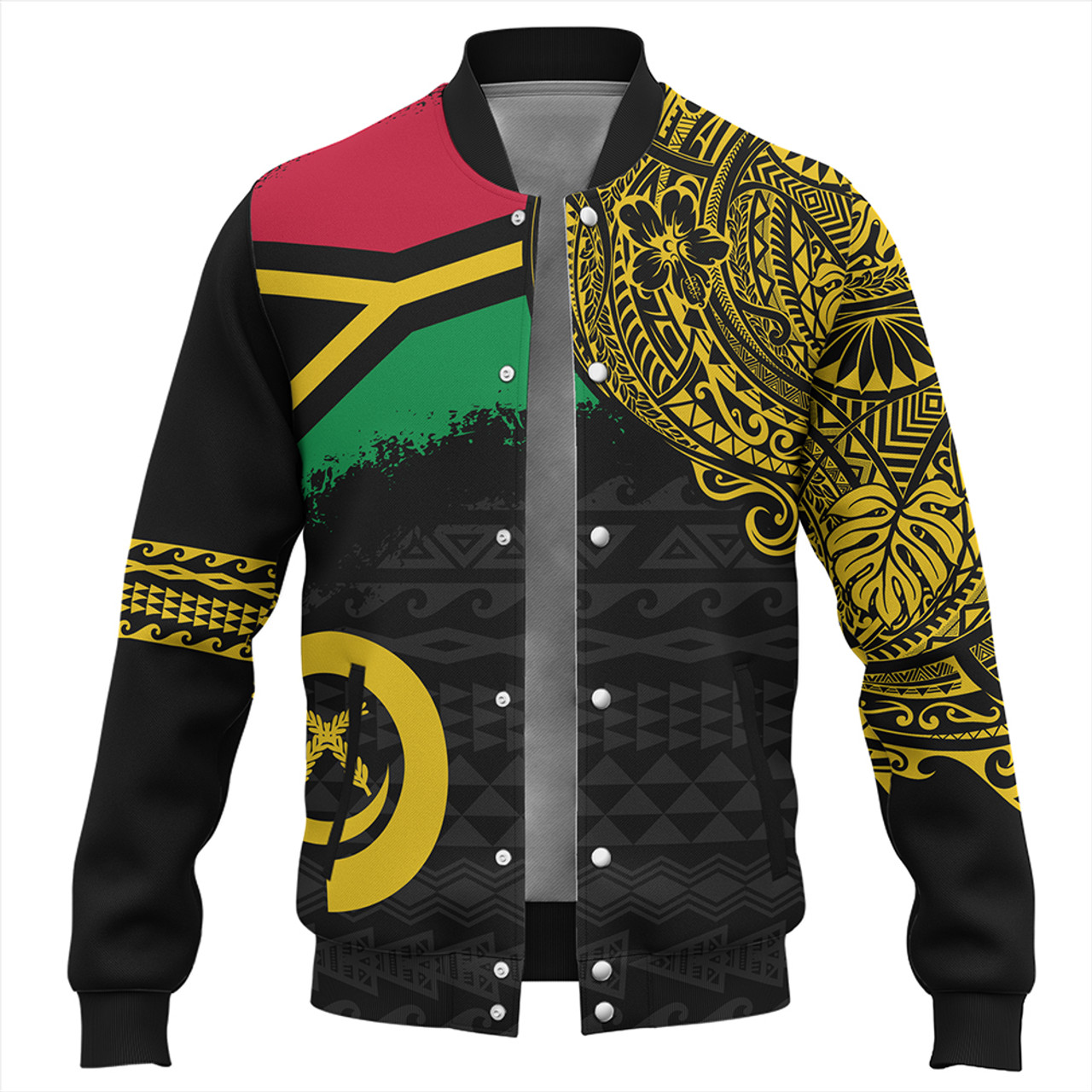 Vanuatu Baseball Jacket Polynesian Flag With Coat Of Arms