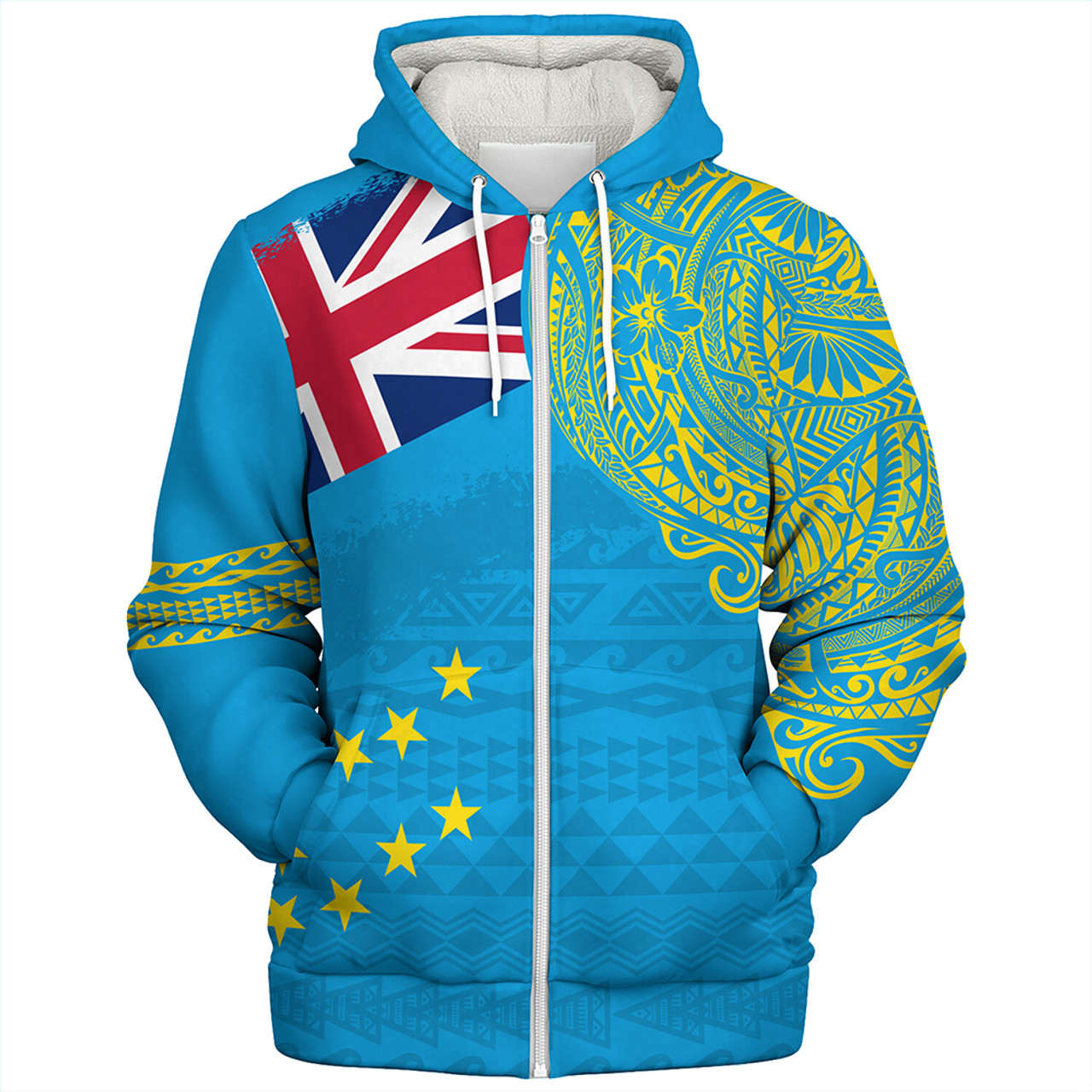Tuvalu Sherpa Hoodie Polynesian Flag With Coat Of Arms