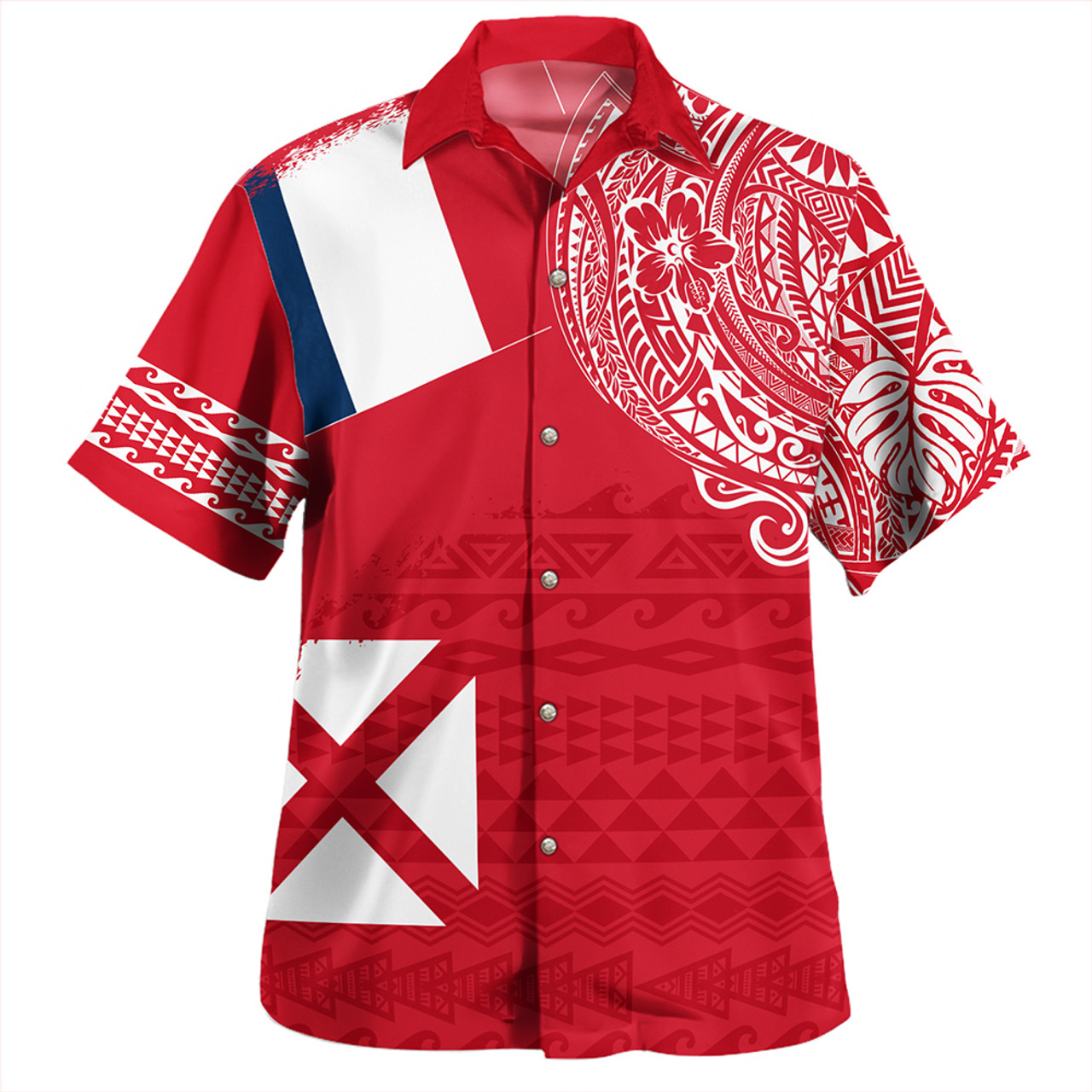 Wallis And Futuna Hawaiian Shirt Polynesian Flag With Coat Of Arms