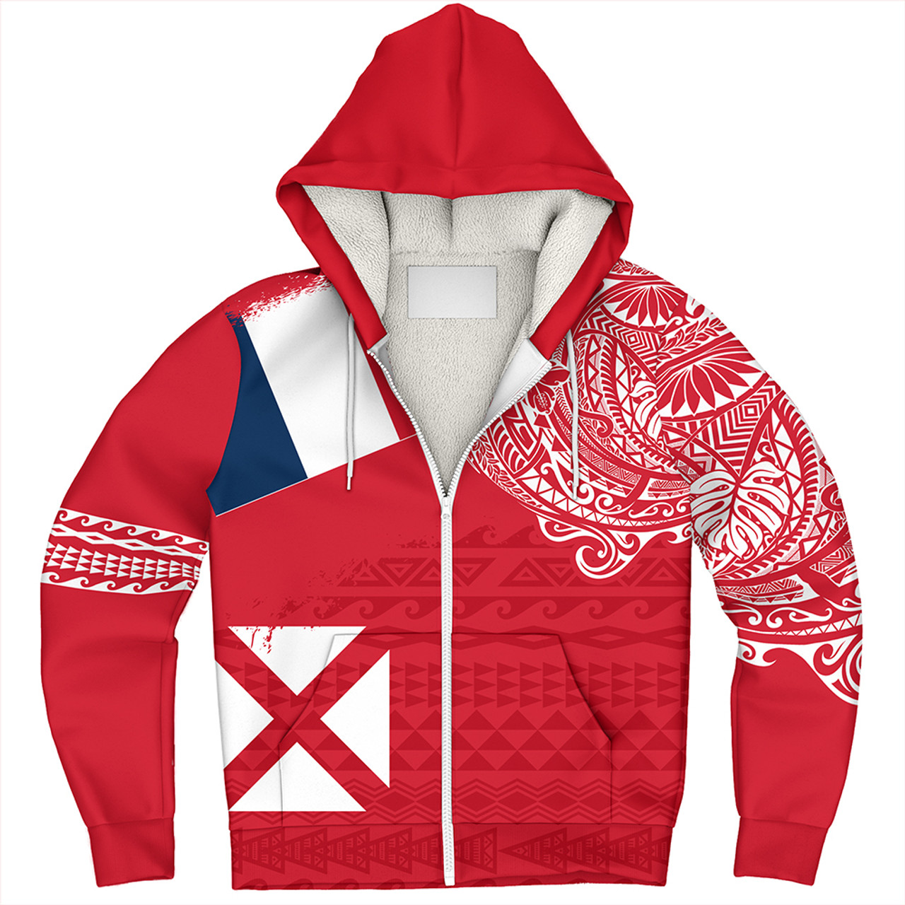 Wallis And Futuna Sherpa Hoodie Polynesian Flag With Coat Of Arms