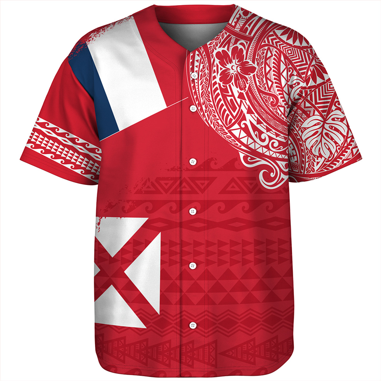 Wallis And Futuna Baseball Shirt Polynesian Flag With Coat Of Arms