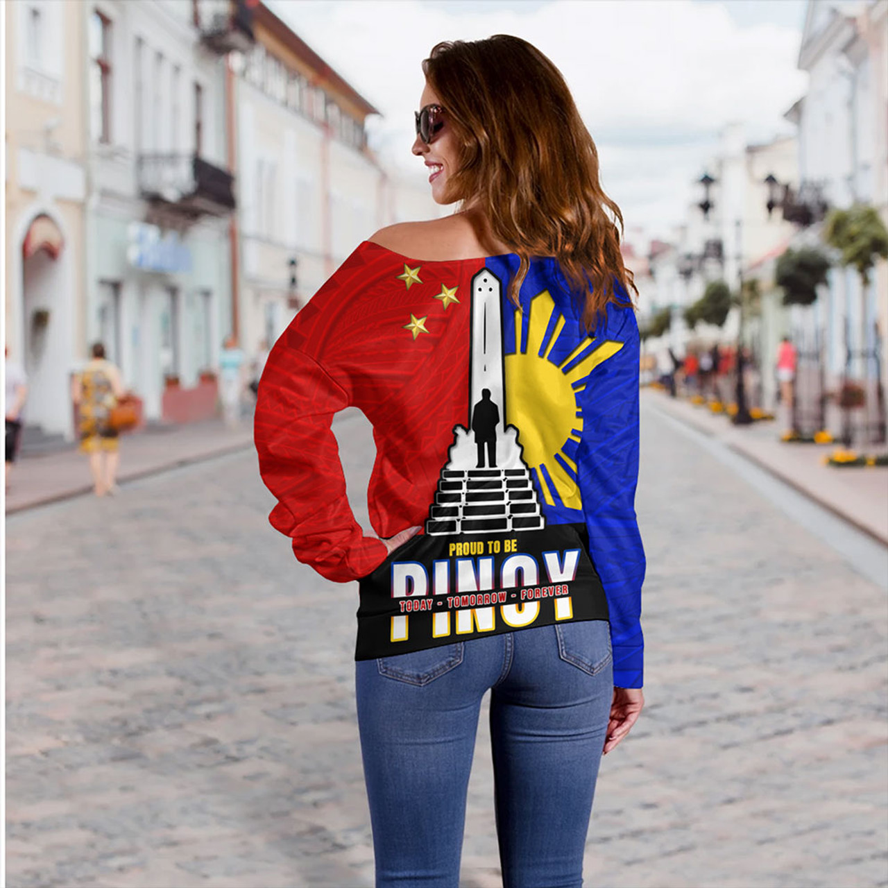 Philippines Filipinos Off Shoulder Sweatshirt - Proud To Be Pinoy Rizal Park