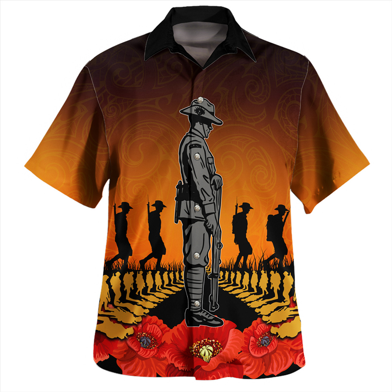 New Zealand Hawaiian Shirt Anzac Day Lest We Forget Silver Fern