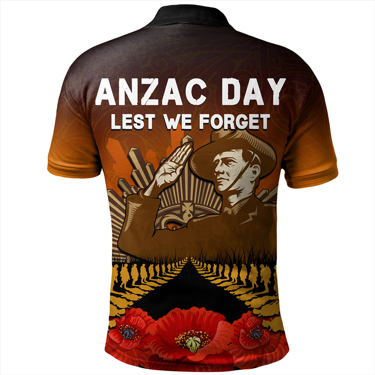 New Zealand Polo Shirt Anzac Day Lest We Forget Silver Fern