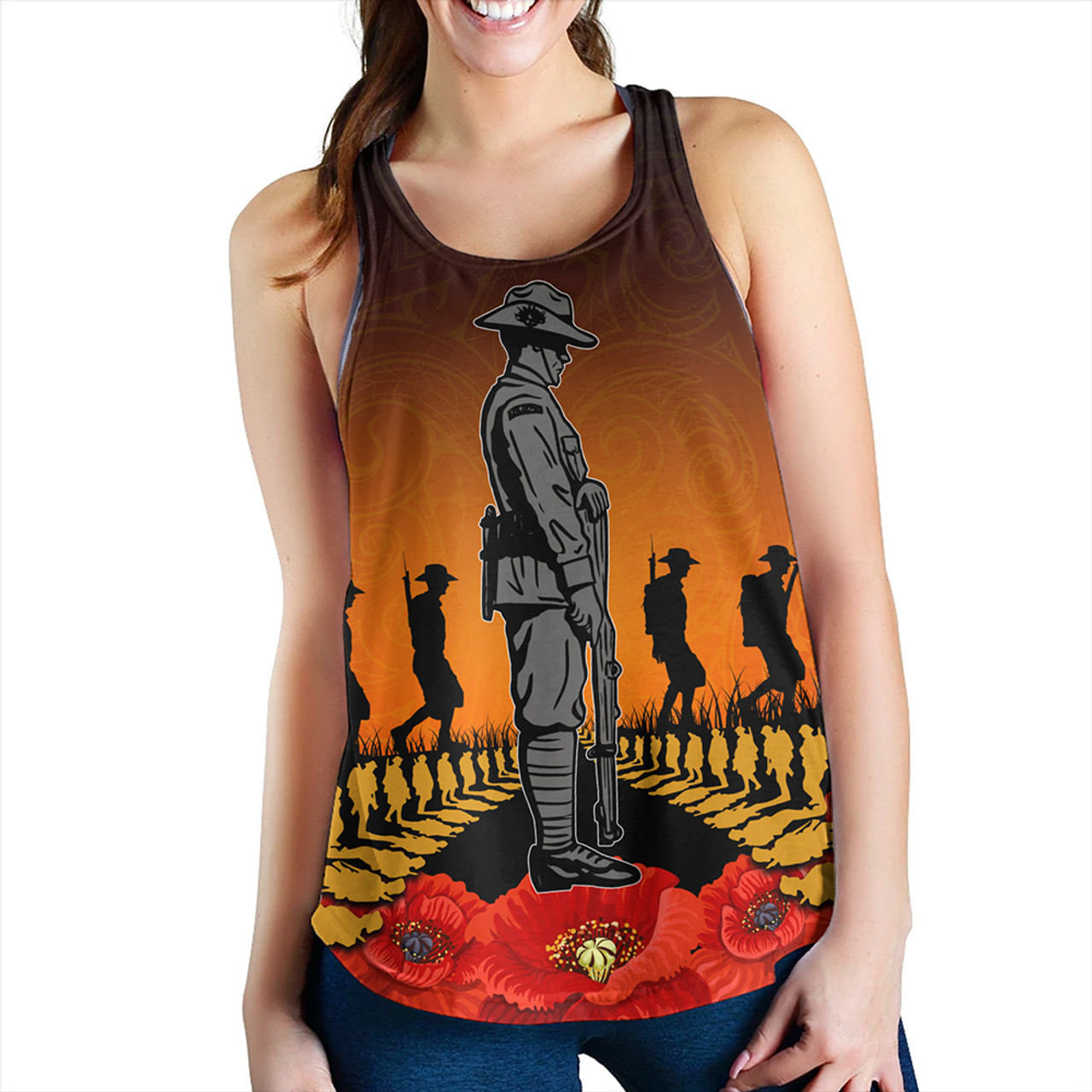 New Zealand Women Tank Anzac Day Lest We Forget Silver Fern