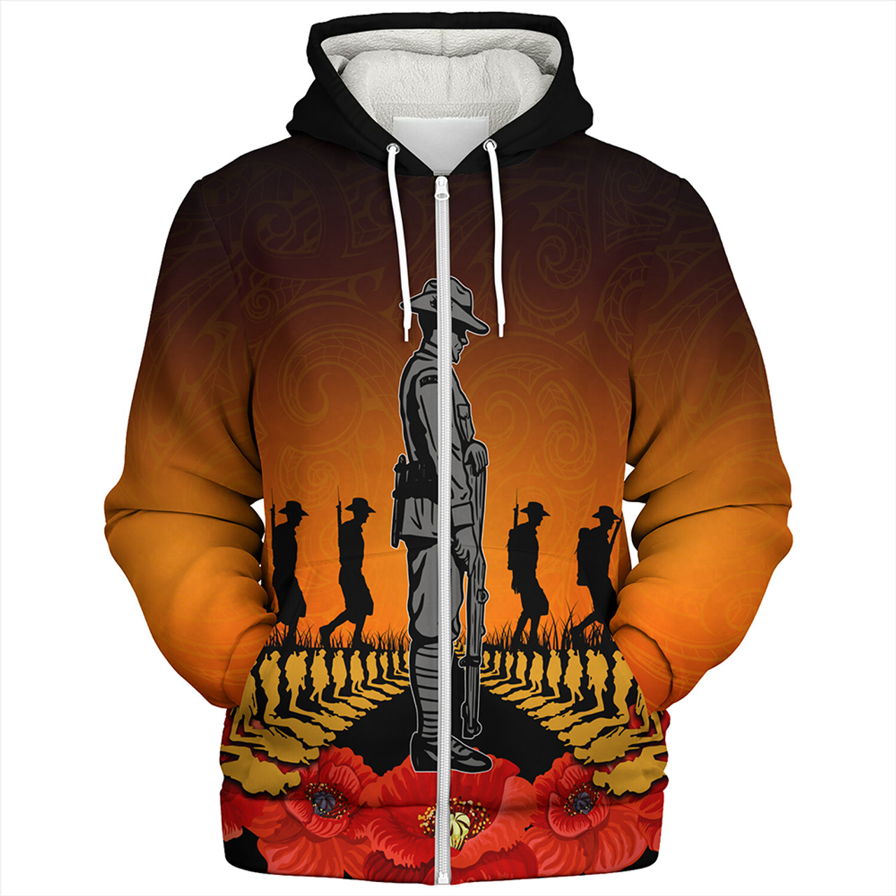 New Zealand Sherpa Hoodie Anzac Day Lest We Forget Silver Fern