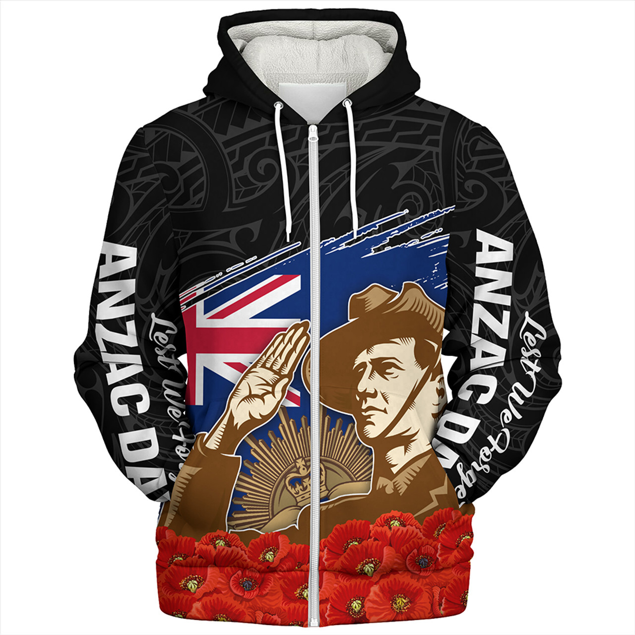 New Zealand Sherpa Hoodie Custom Remembrance Day The Red Poppy