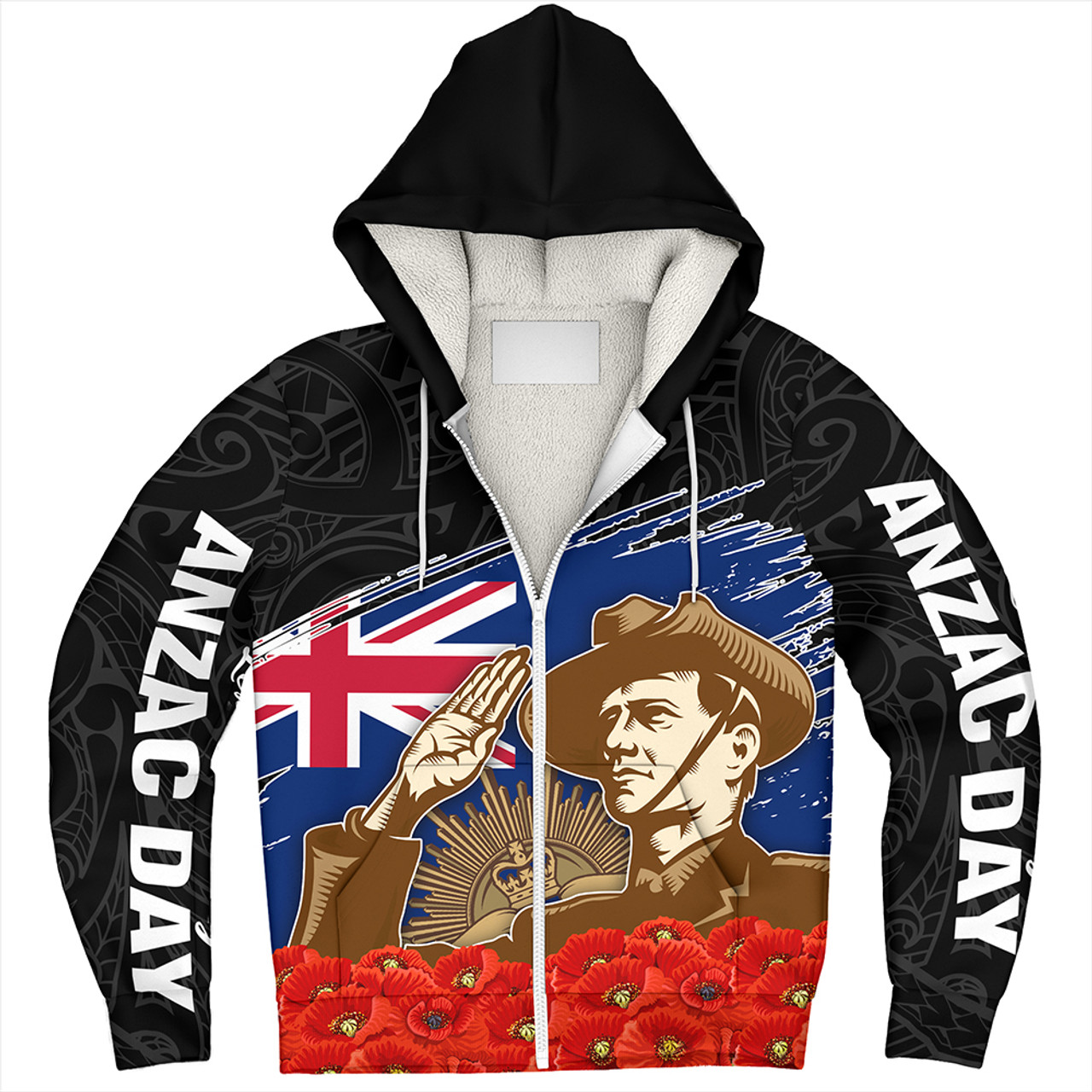 New Zealand Sherpa Hoodie Custom Remembrance Day The Red Poppy