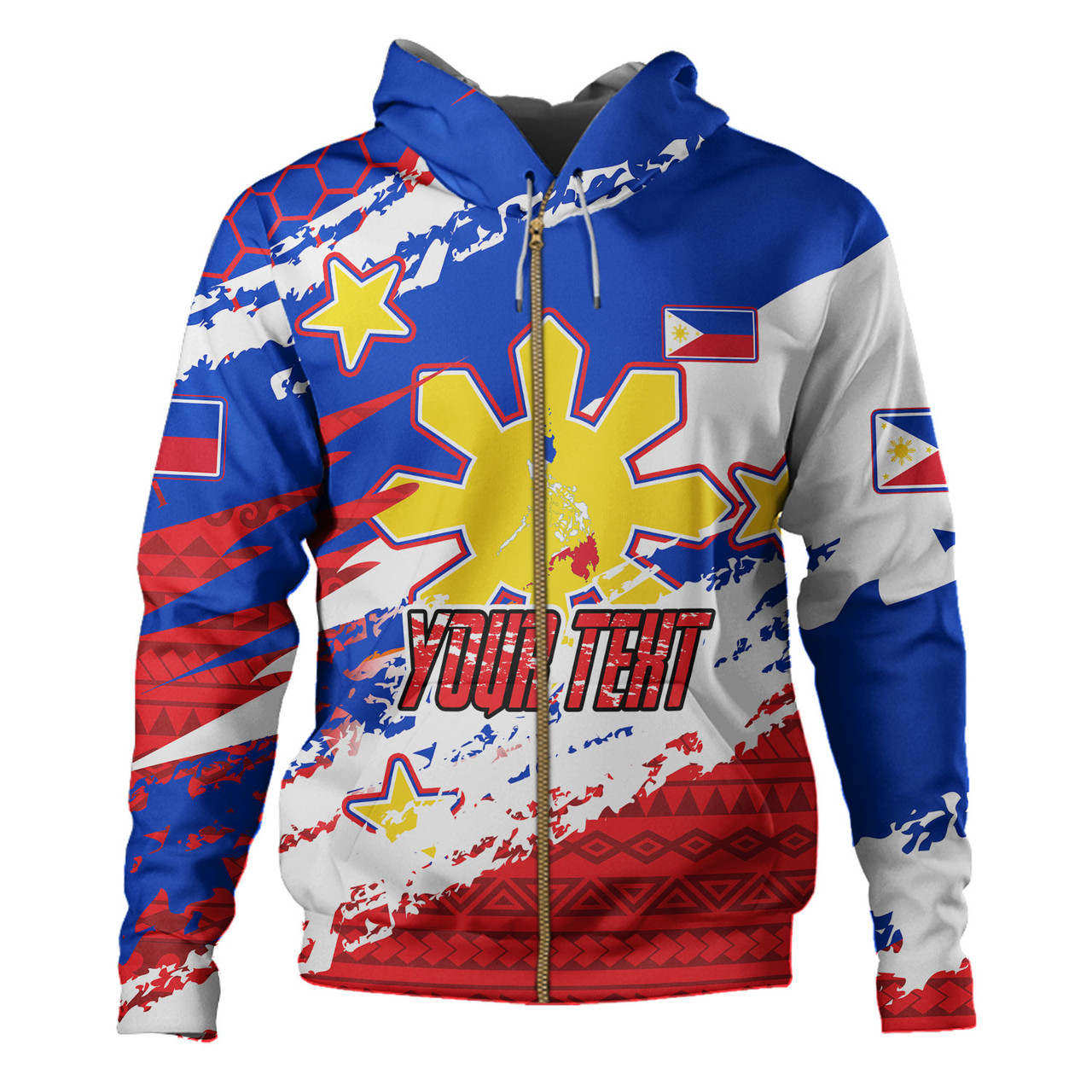 Philippines Filipinos Hoodie Custom Filipino Sun 3 Stars Bicolor