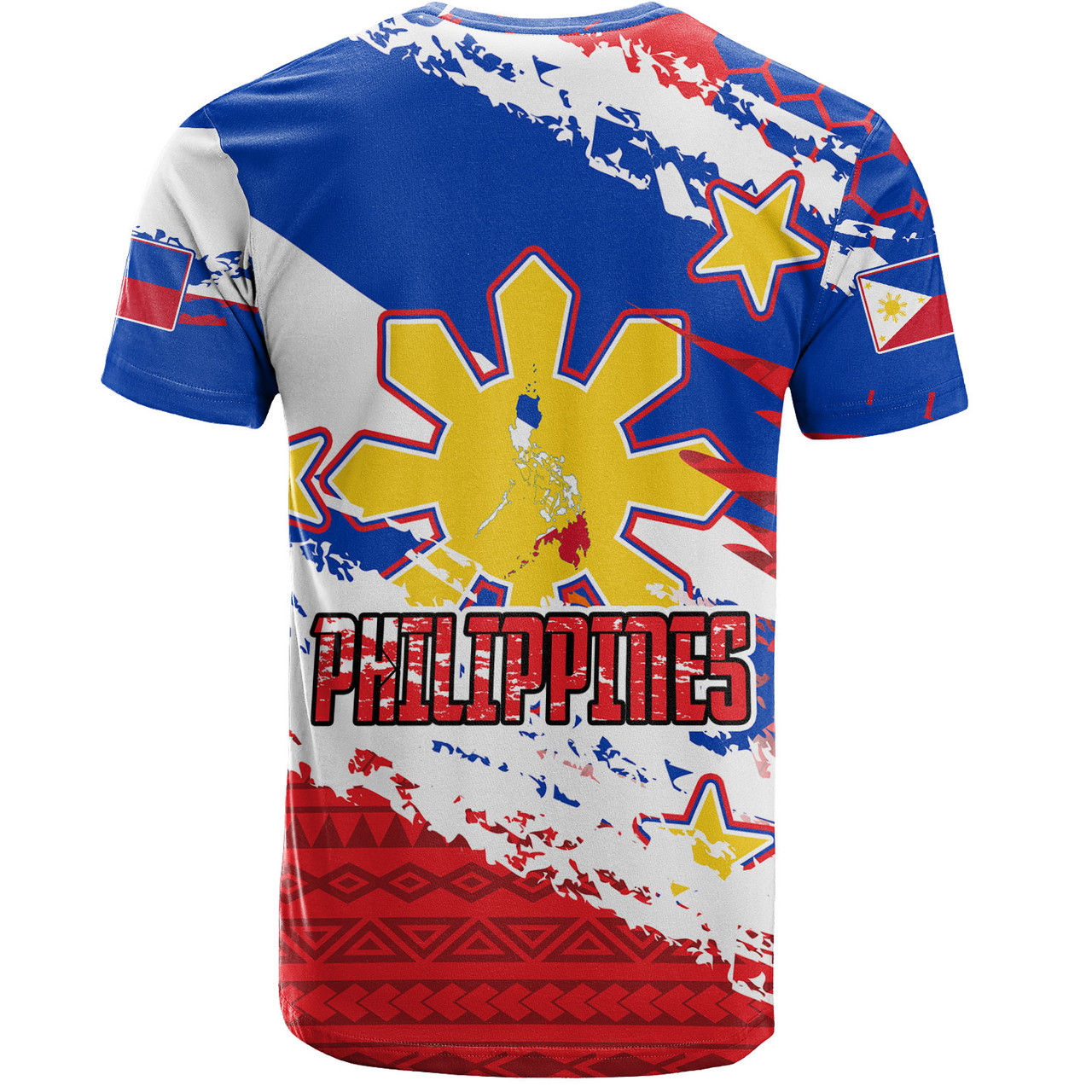 Philippines Filipinos T-Shirt Custom Filipino Sun 3 Stars Bicolor Flag Tribal Grunge Style