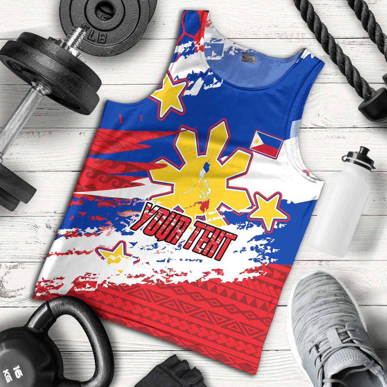 Philippines Filipinos Tank Top Custom Filipino Sun 3 Stars Bicolor Flag Tribal Grunge Style