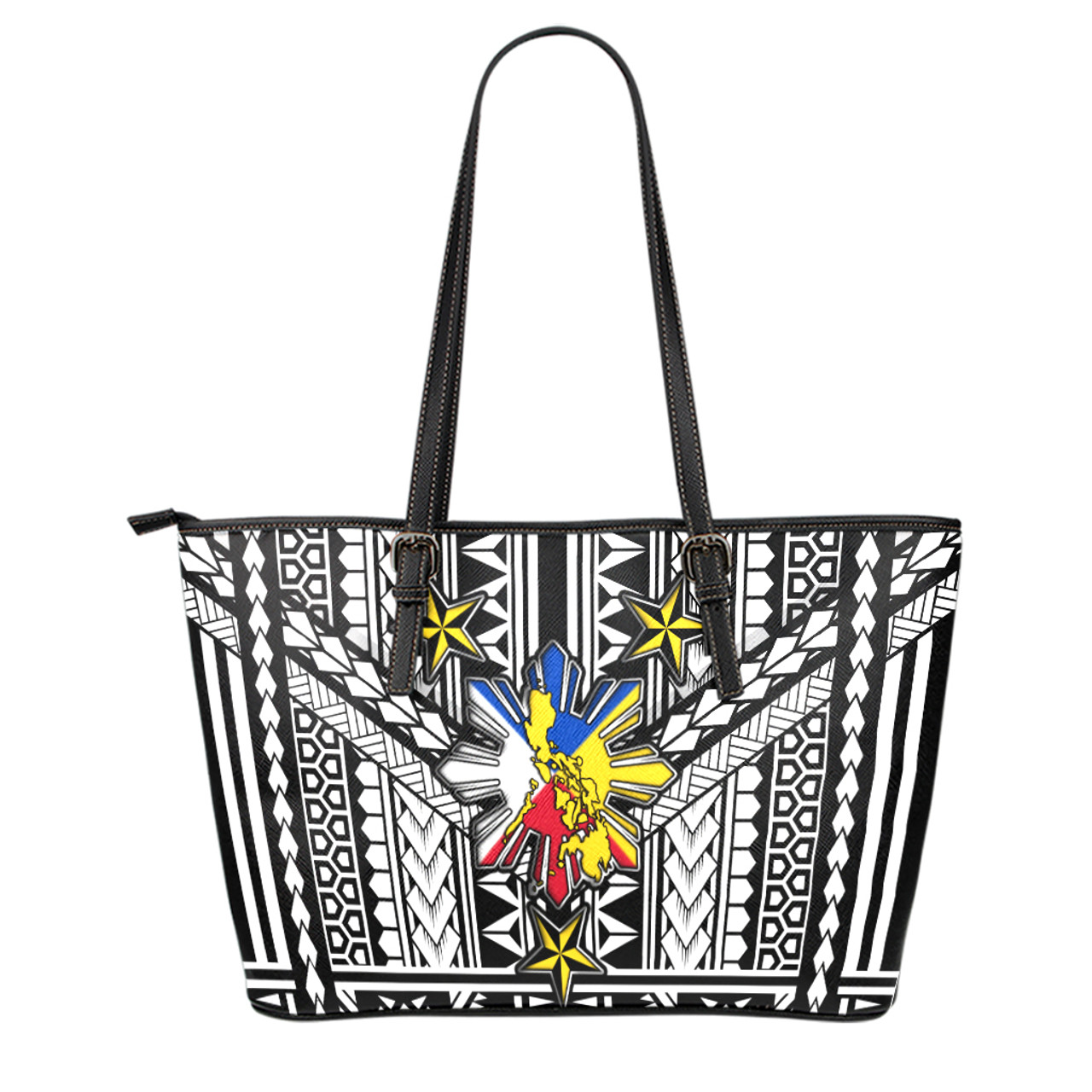 Philippines Filipino Sun And Stars Tribal Tattoo Patterns Style Leather Totes