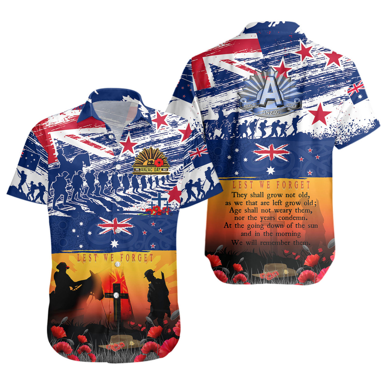 New Zealand Short Sleeve Shirt New Zealand And Australian Army Corps ANZAC Day Commemoration