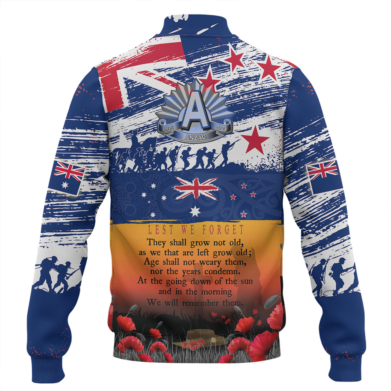 New Zealand Baseball Jacket New Zealand And Australian Army Corps ANZAC Day Commemoration