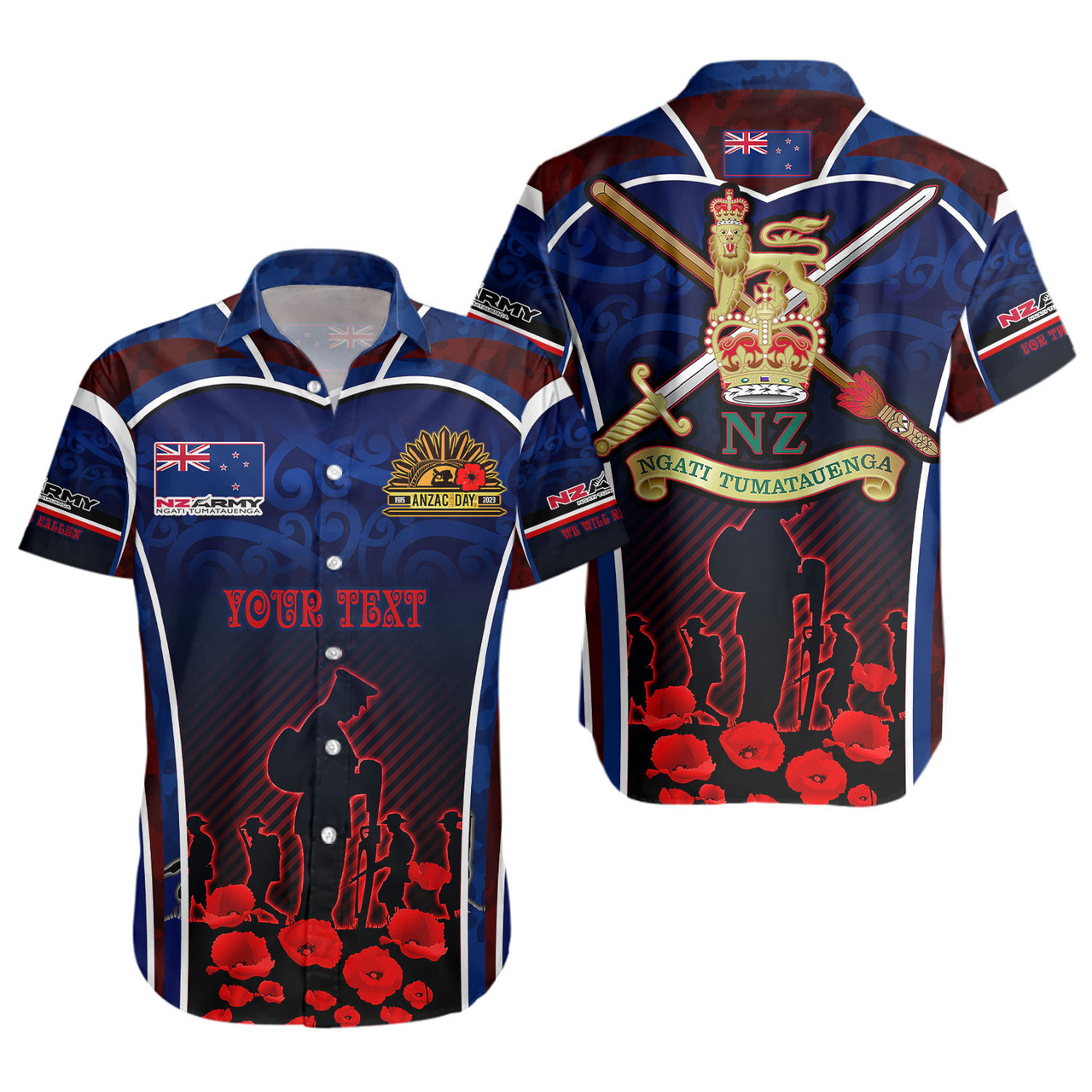 New Zealand Short Sleeve Shirt Custom New Zealand Army Keeping Anzac Spirit Lives Poppies Maori Style