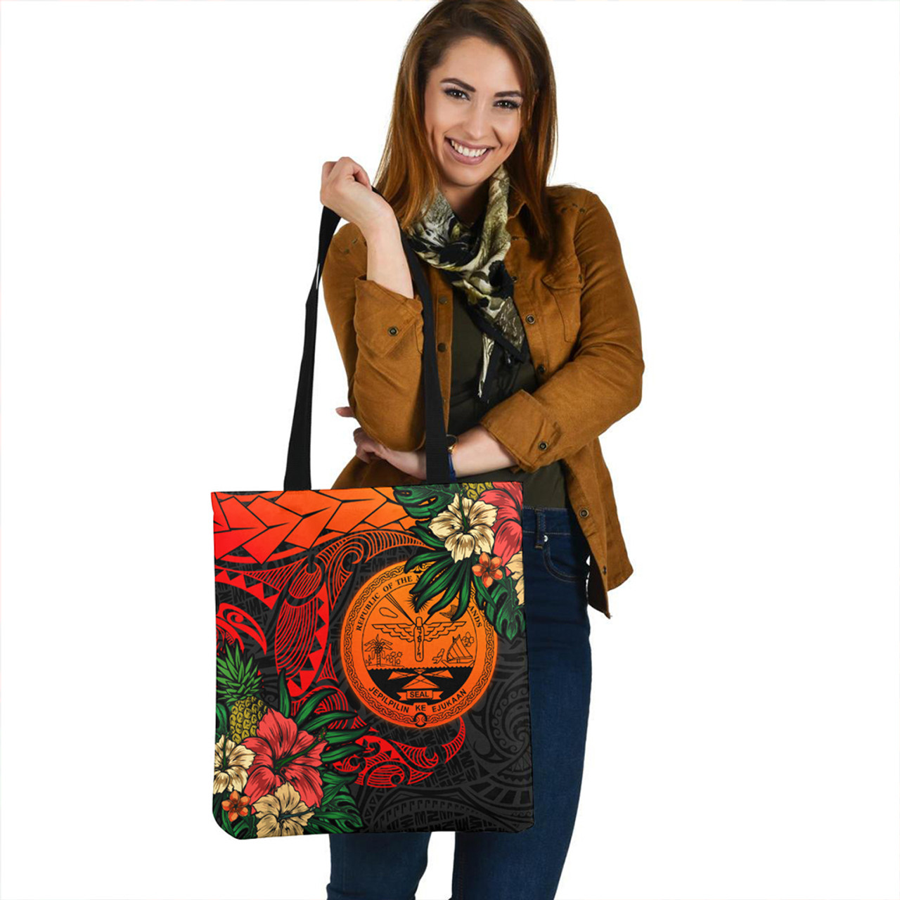 Marshall Islands Tote Bag Polynesian Turtle Tropical