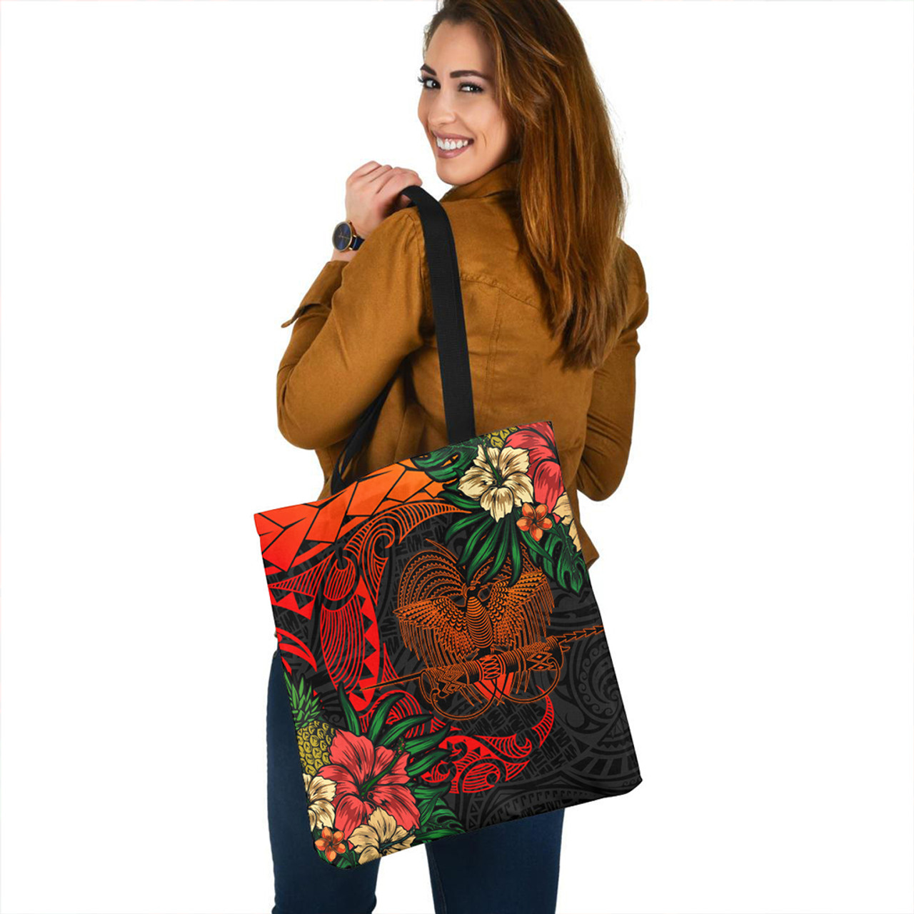 Papua New Guinea Tote Bag Polynesian Turtle Tropical