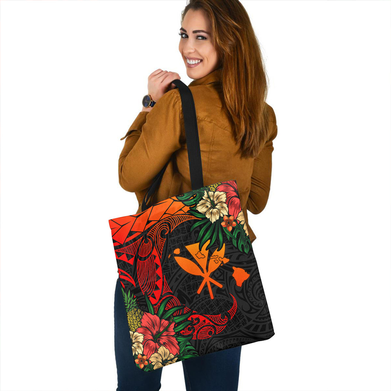 Hawaii Tote Bag Polynesian Turtle Tropical