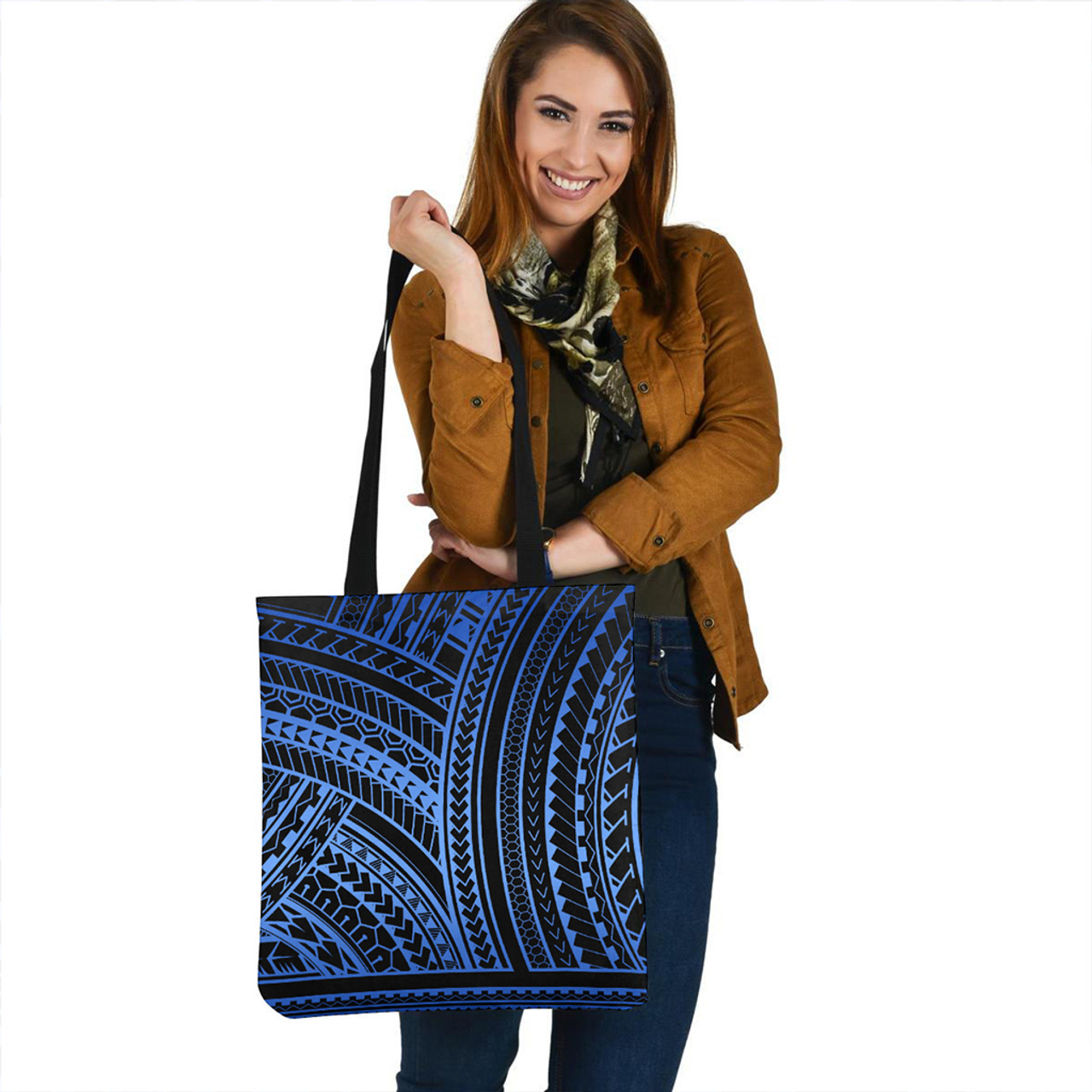 Polynesia Tote Bag Polynesian Pattern Tattoo Blue