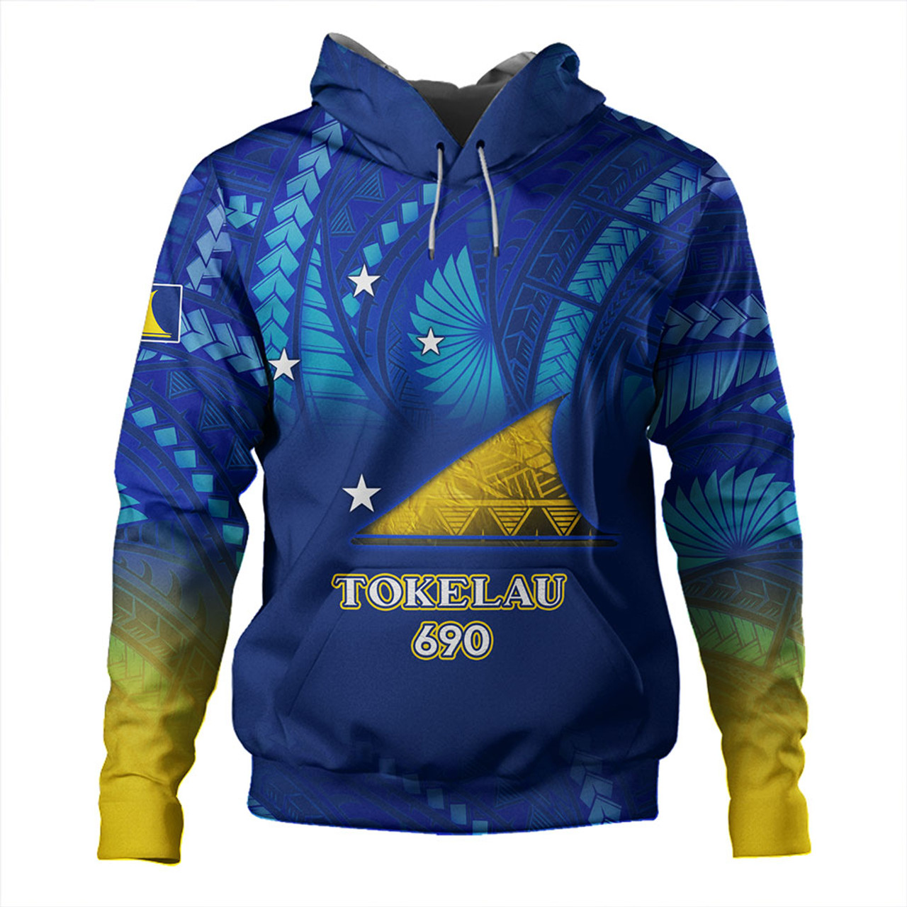 Tokelau Hoodie Flag Color With Traditional Patterns