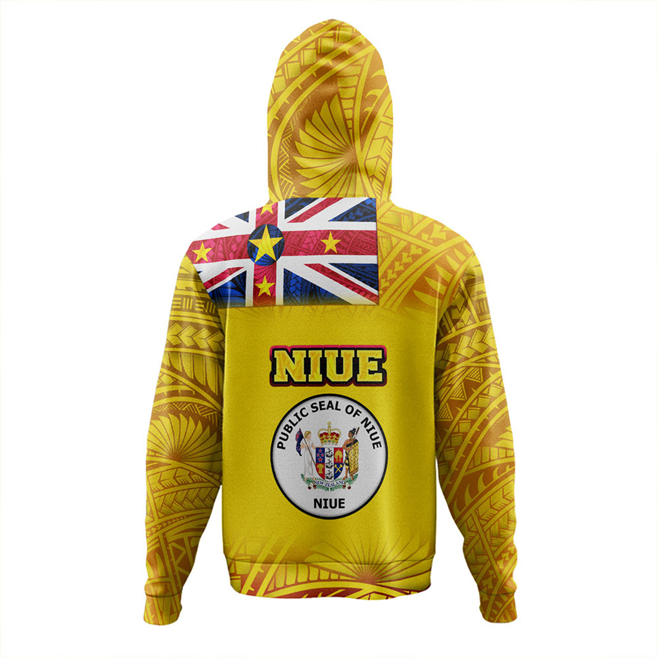 Niue Hoodie Flag Color With Traditional Patterns