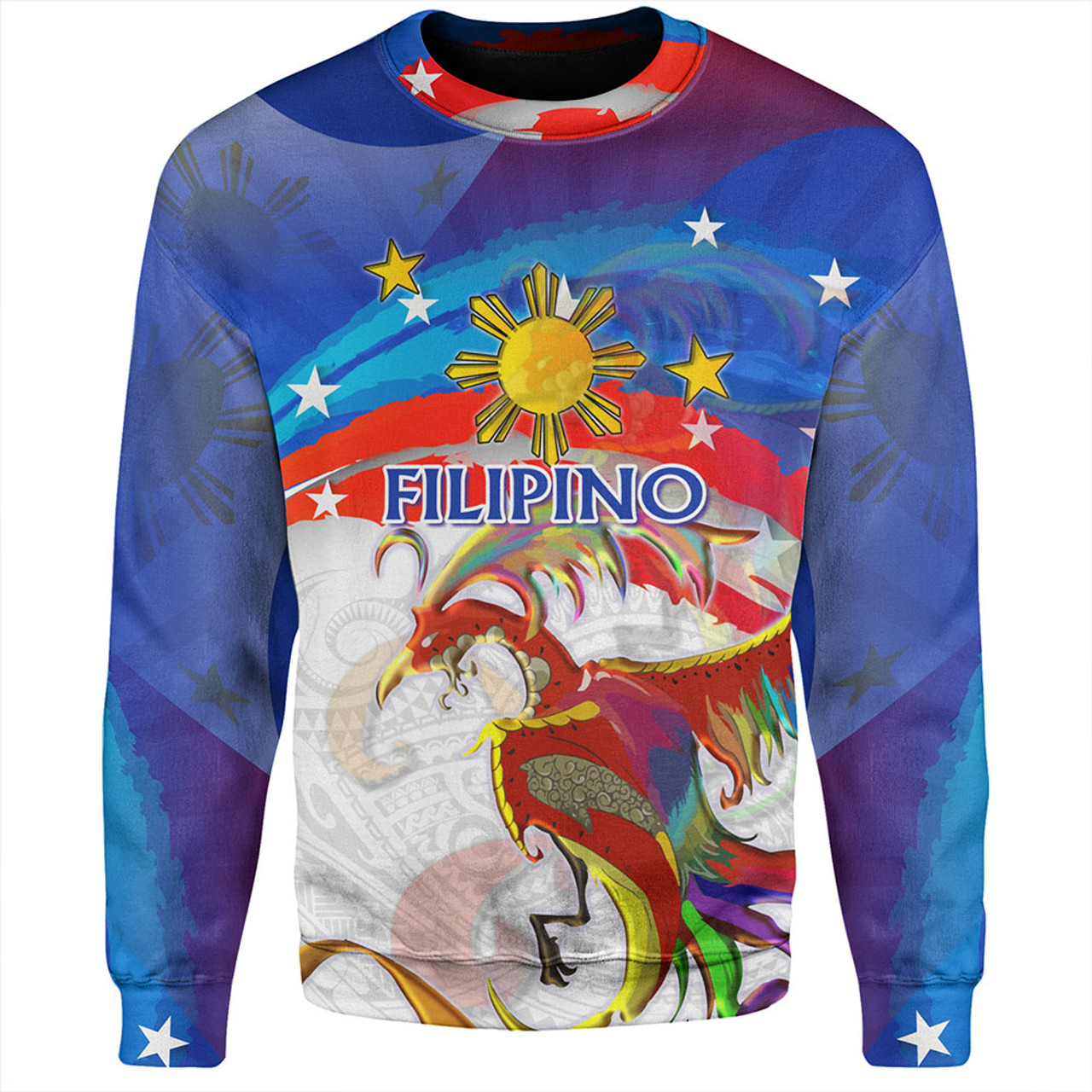 Philippines Filipinos Sweatshirt Sarimanok Maranao With Filipino Flag Design