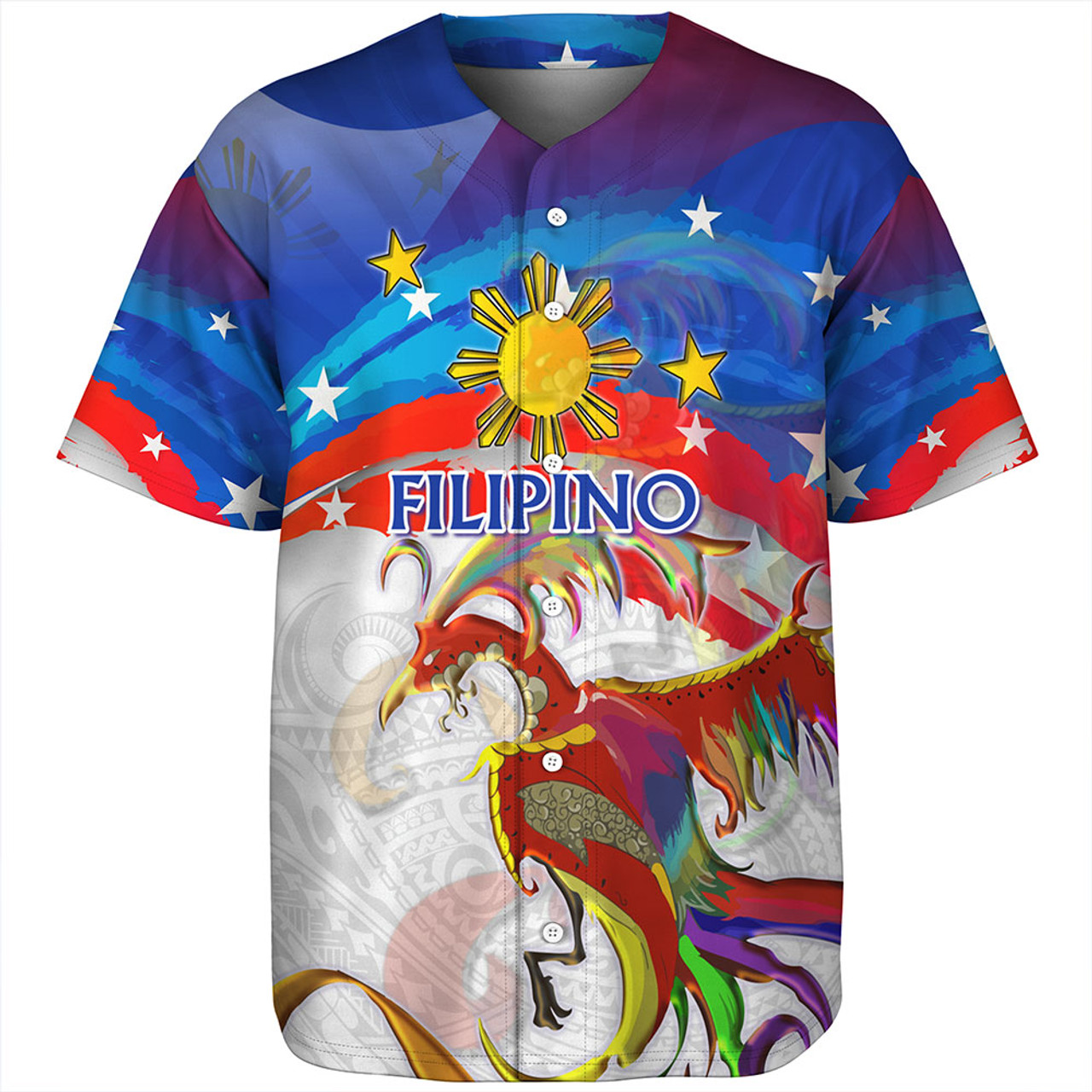 Philippines Filipinos Baseball Shirt Sarimanok Maranao With Filipino Flag Design