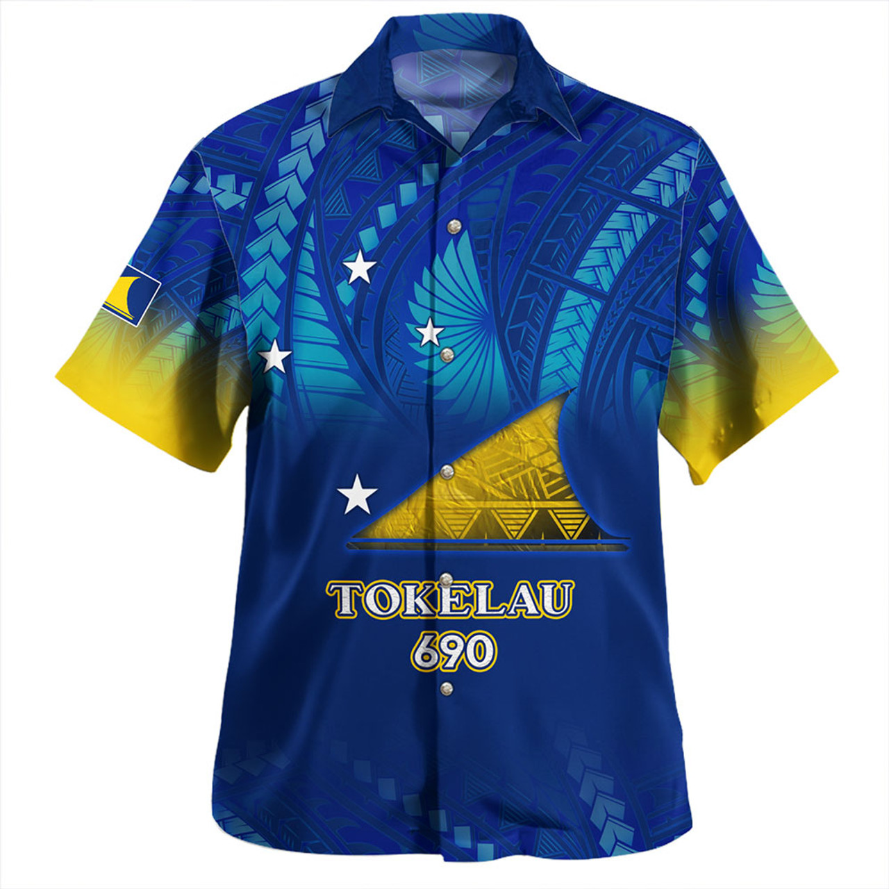 Tokelau Hawaiian Shirt Flag Color With Traditional Patterns