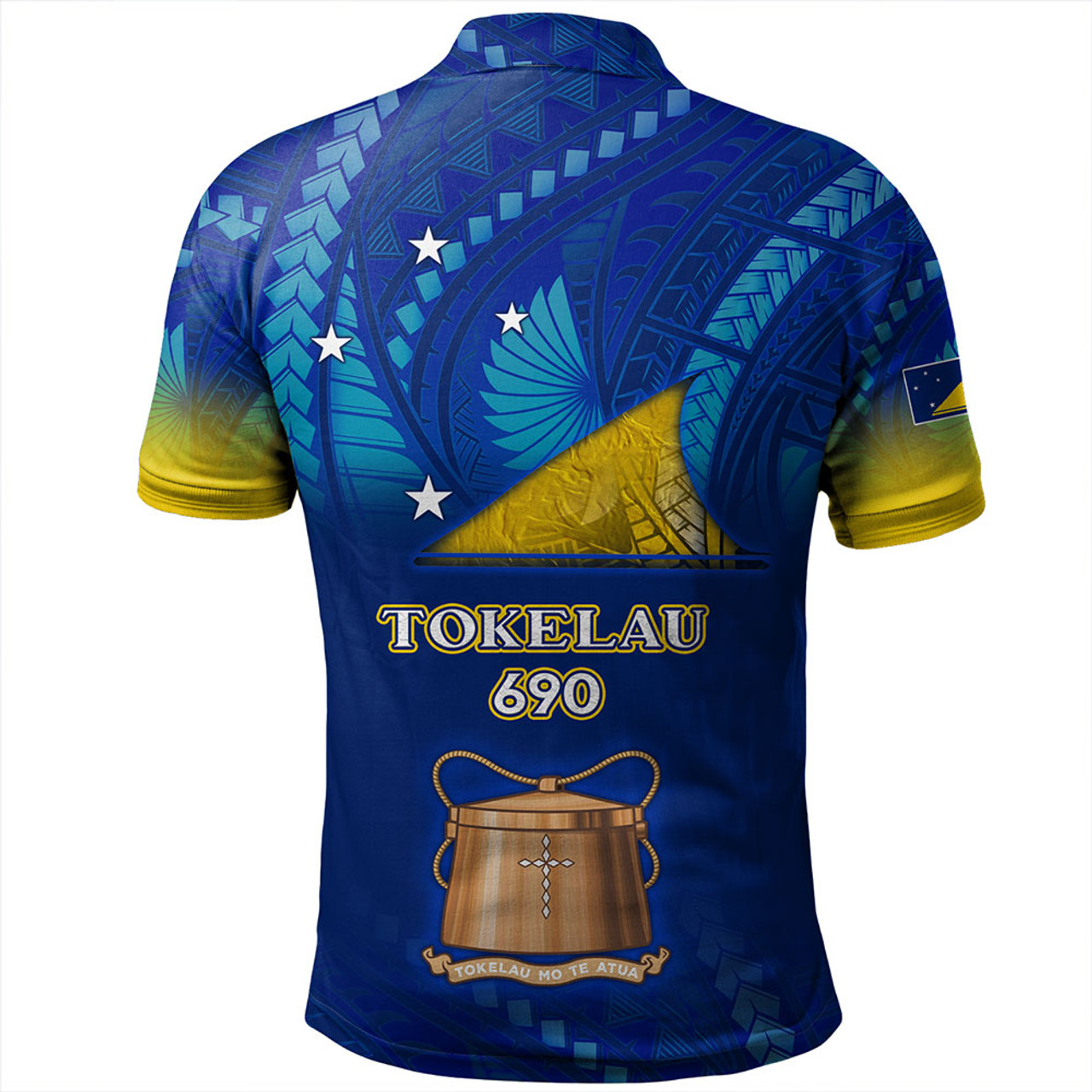Tokelau Polo Shirt Flag Color With Traditional Patterns