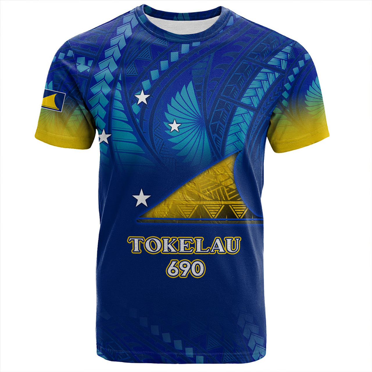 Tokelau T-Shirt Flag Color With Traditional Patterns