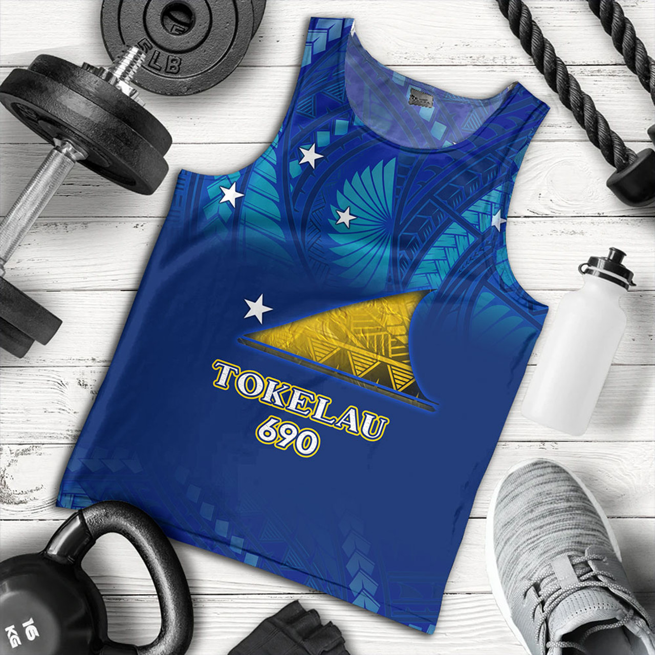 Tokelau Tank Top Flag Color With Traditional Patterns