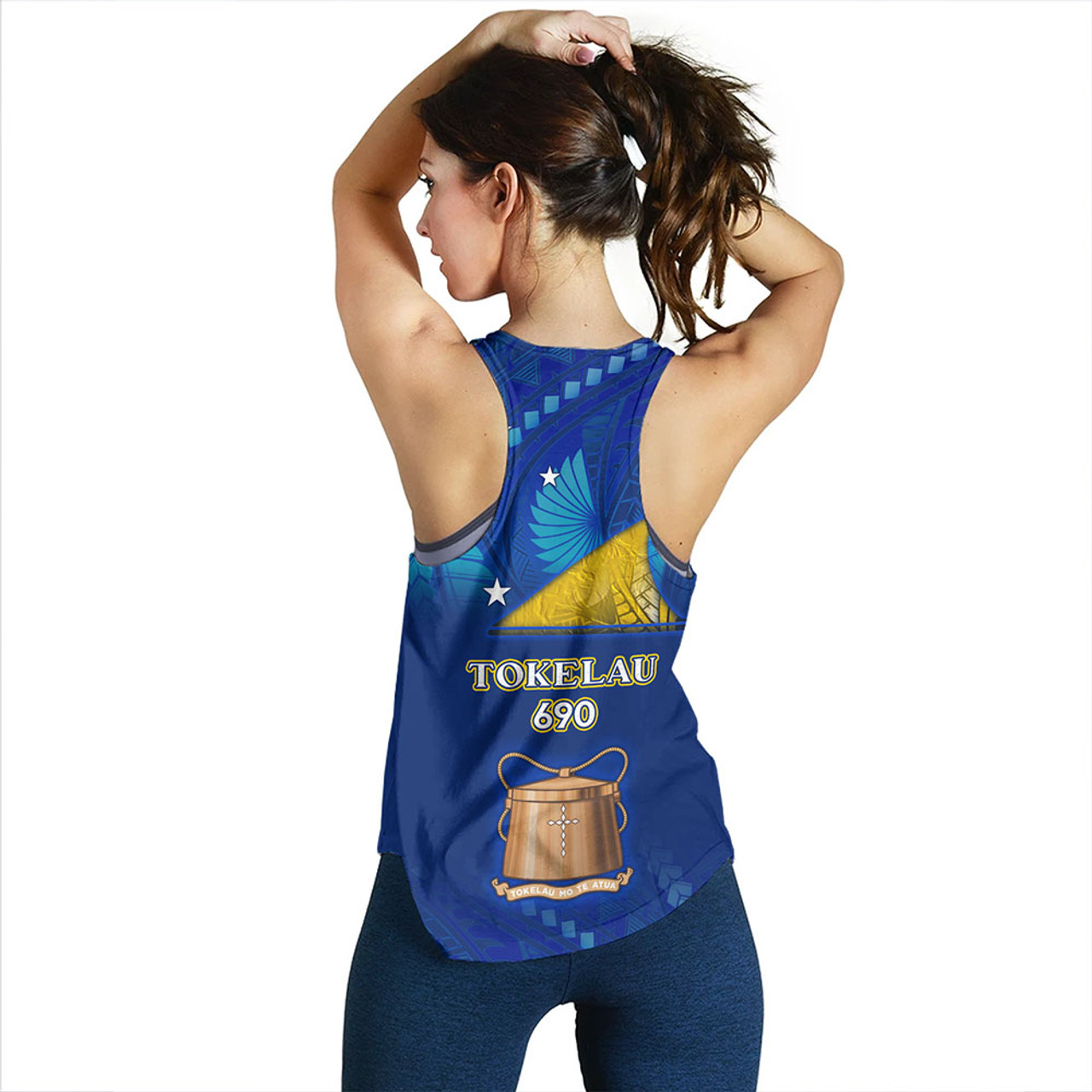 Tokelau Women Tank Flag Color With Traditional Patterns