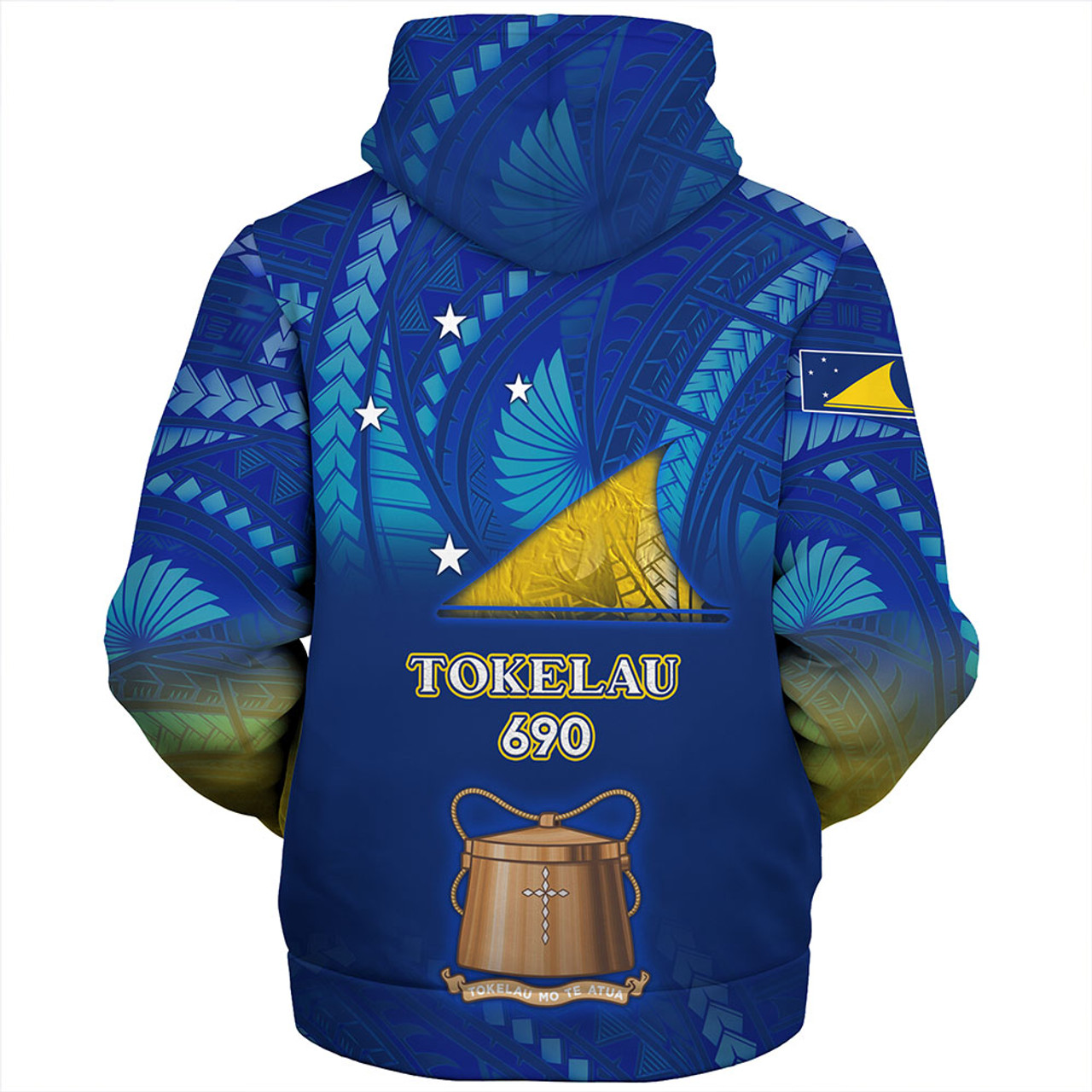 Tokelau Sherpa Hoodie Flag Color With Traditional Patterns