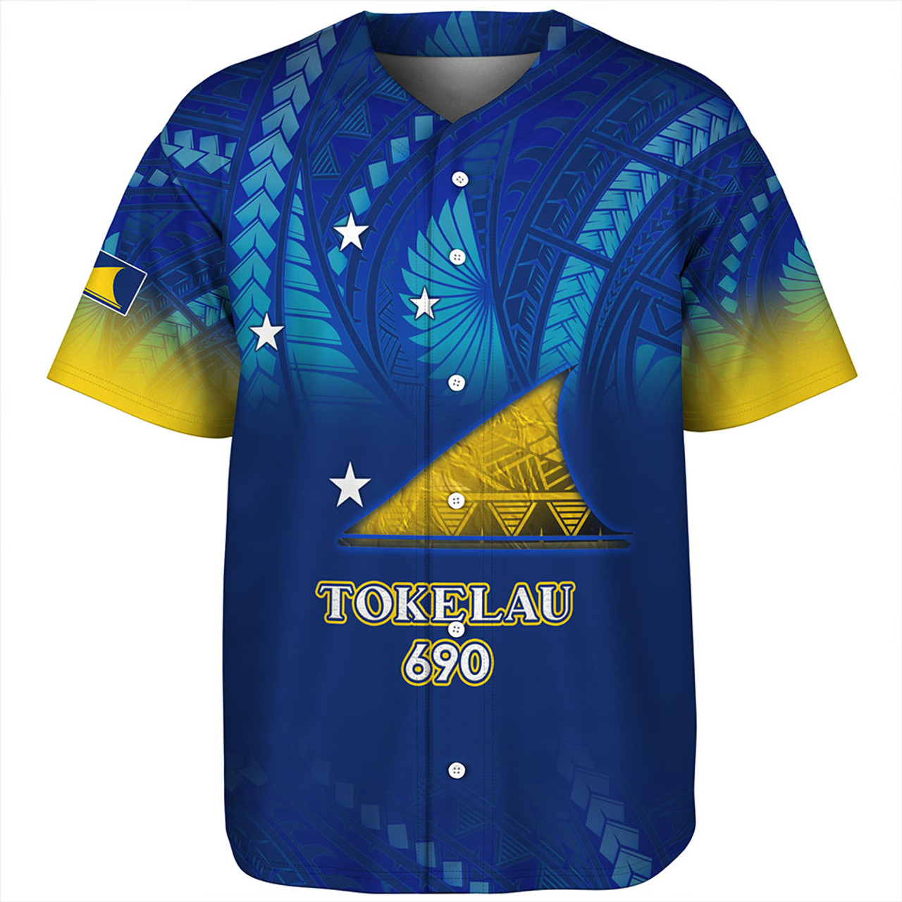 Tokelau Baseball Shirt Flag Color With Traditional Patterns