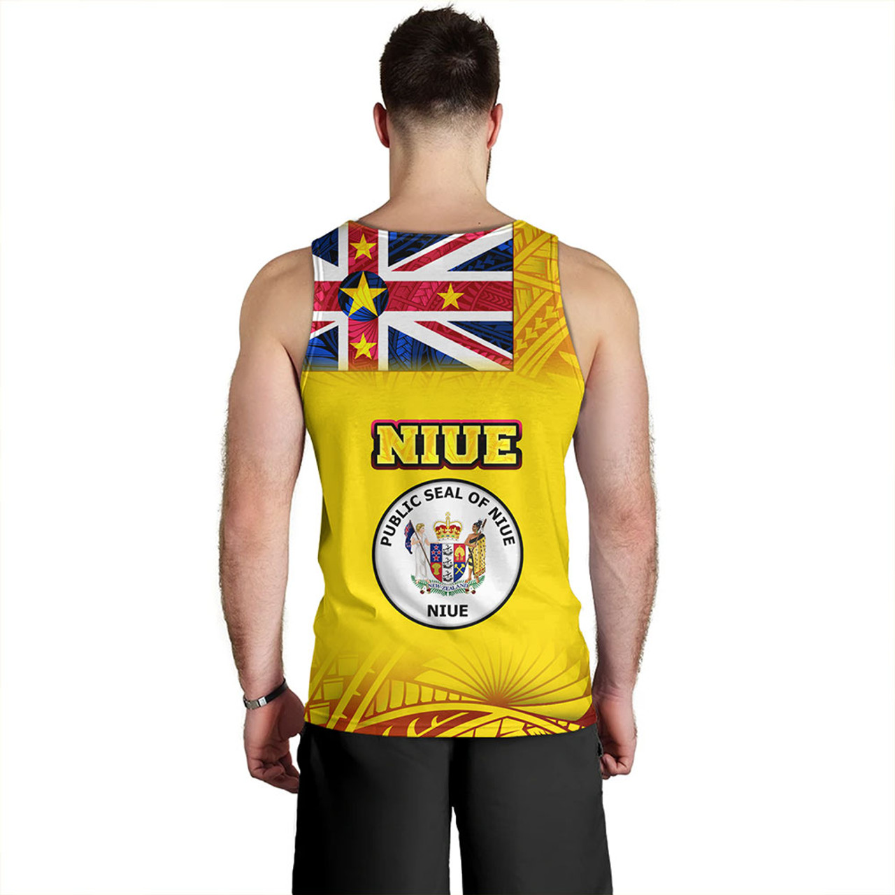 Niue Tank Top Flag Color With Traditional Patterns