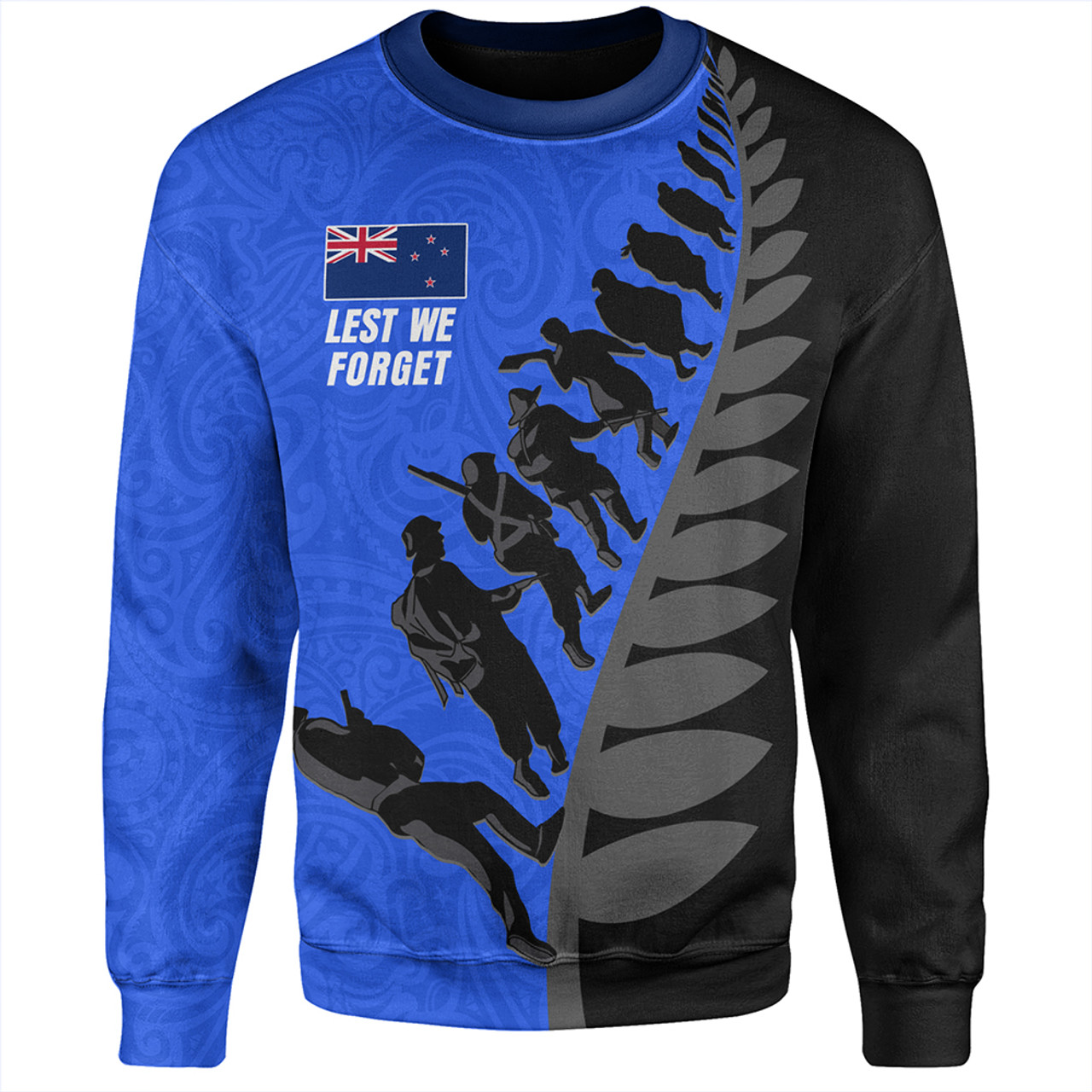 New Zealand Sweatshirt Maori Tribal Anzac Day Lest We Forget