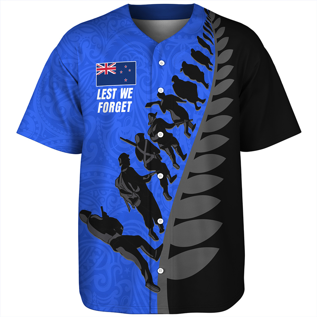 New Zealand Baseball Shirt Maori Tribal Anzac Day Lest We Forget