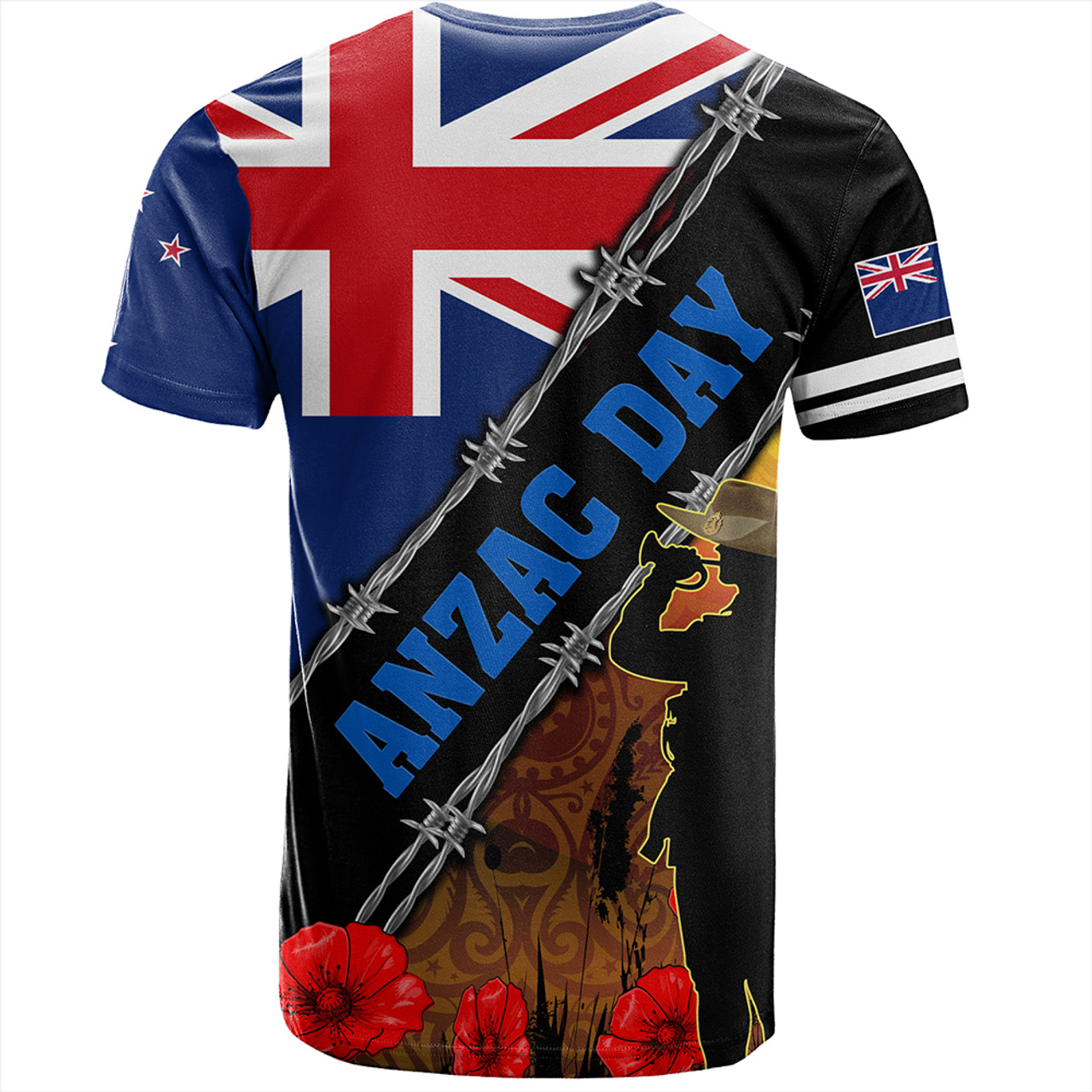 New Zealand T-Shirt Lest We Forget Poppy Barbwire Style